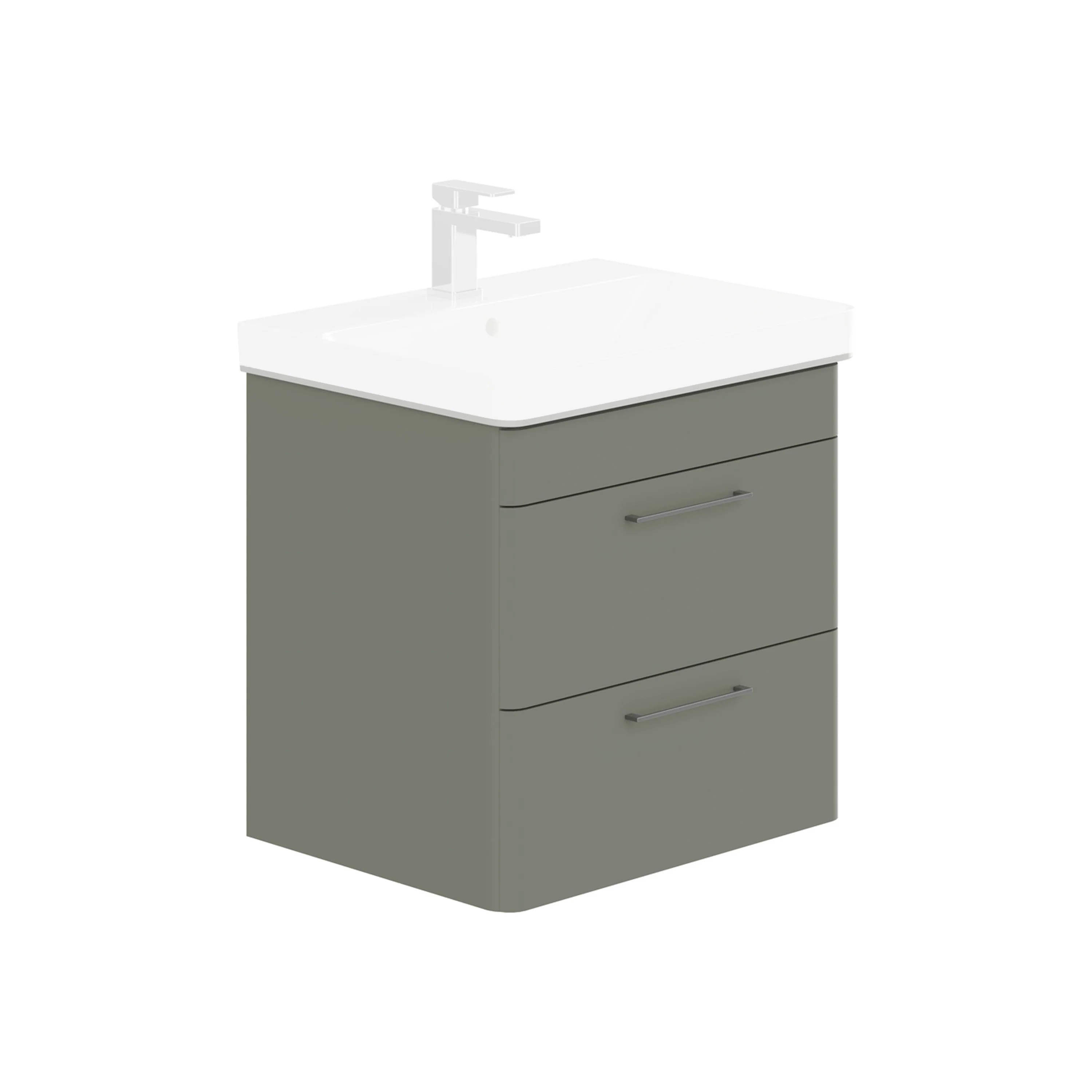 LECICO Layla 60cm Wall Hung 2-Drawer Unit - Matt Green
