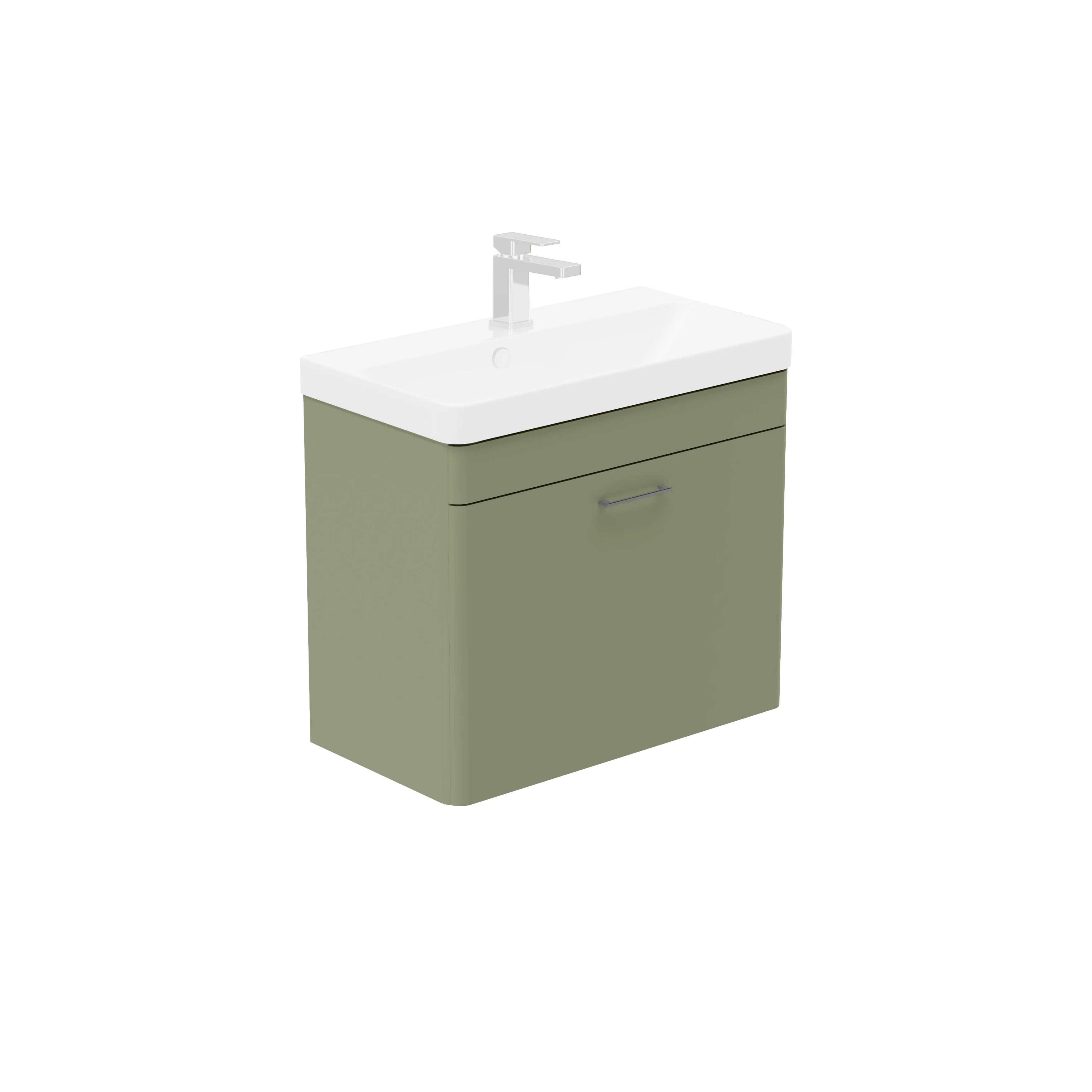 LECICO Layla 70cm Short Projection 1-Drawer Wall Hung Unit - Matt Light Green