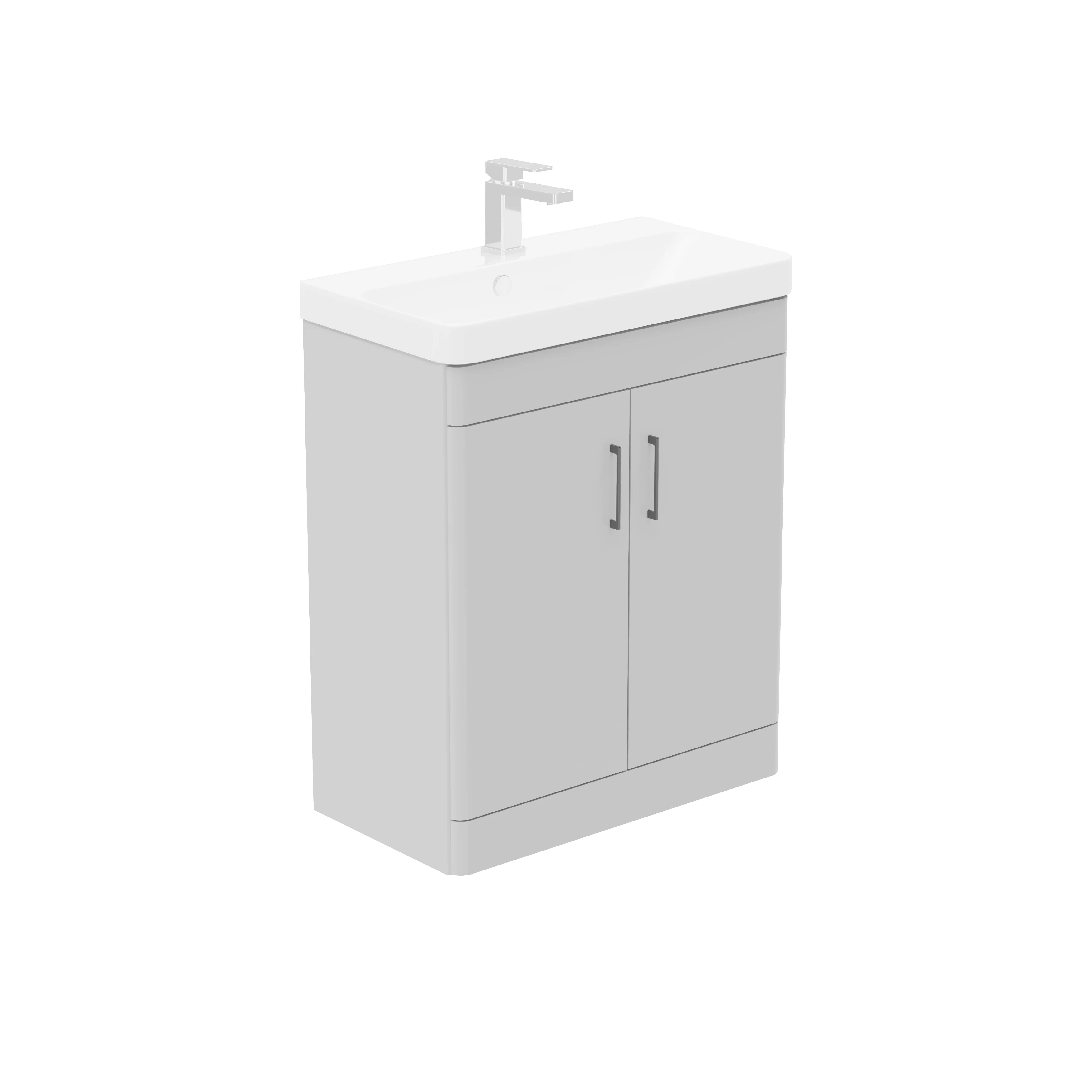 LECICO Layla 70cm Short Projection 2-Door Floorstanding Unit - Gloss White