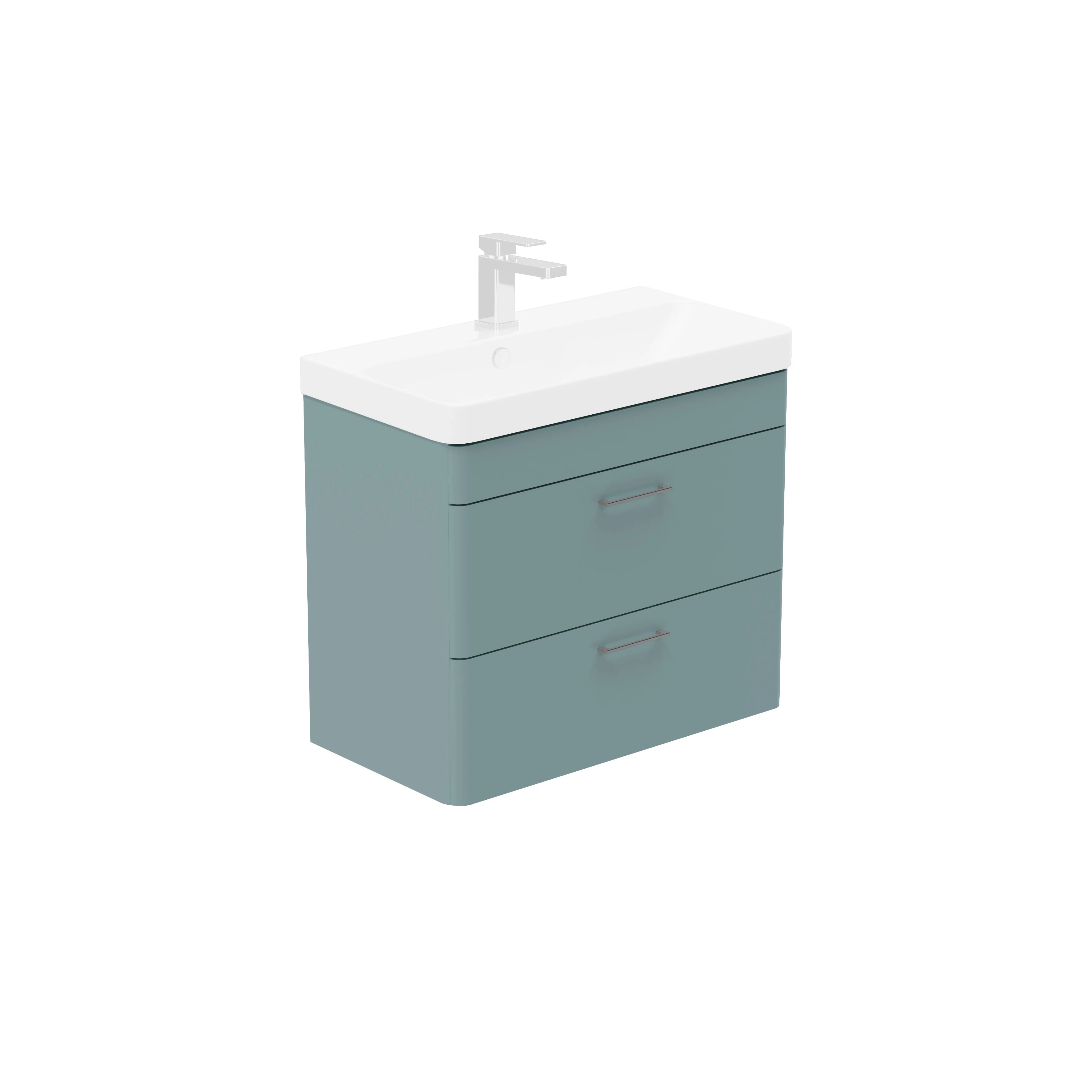 LECICO Layla 70cm Short Projection 2-Drawer Wall Hung Unit - Light Blue