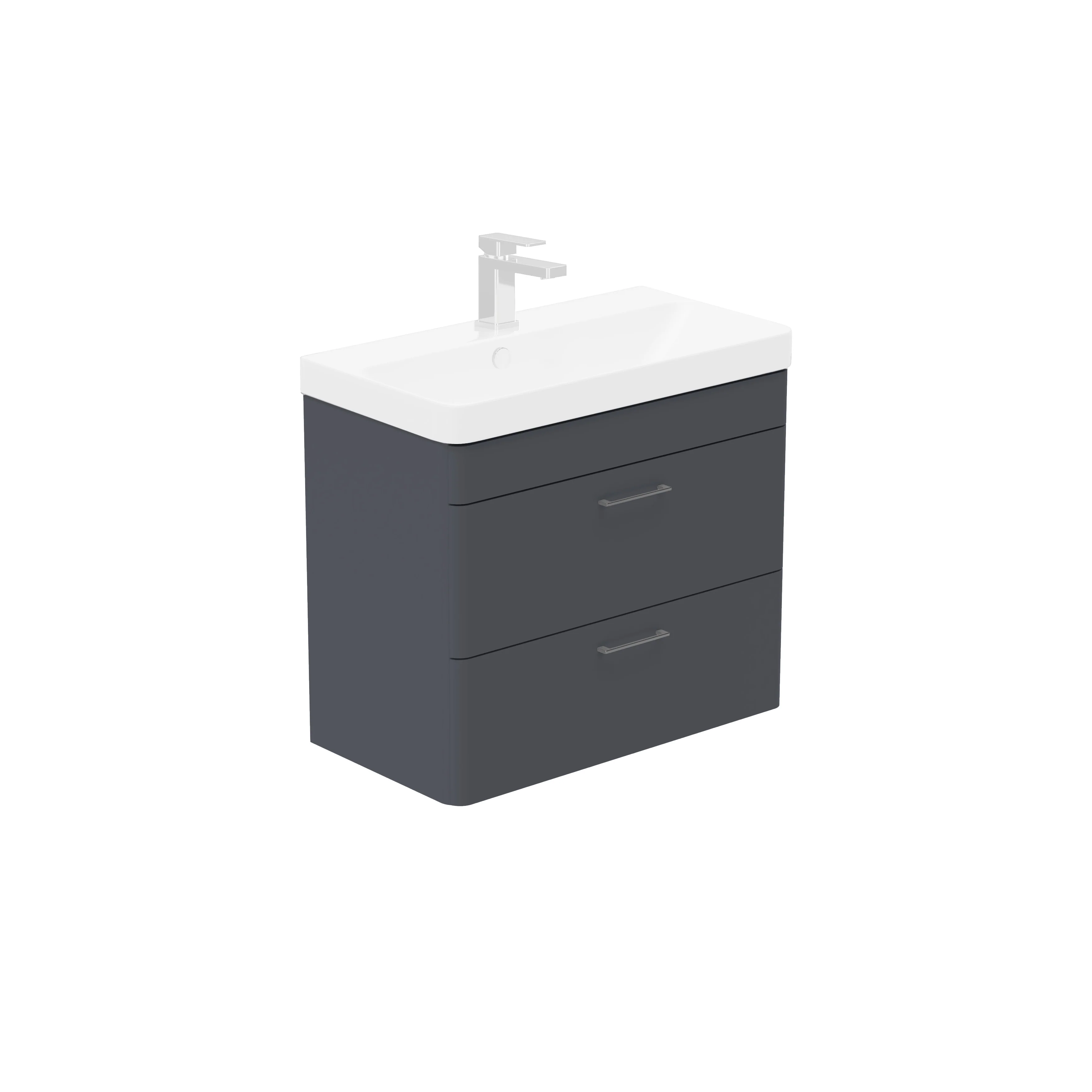 LECICO Layla 70cm Short Projection 2-Drawer Wall Hung Unit - Matt Anthracite