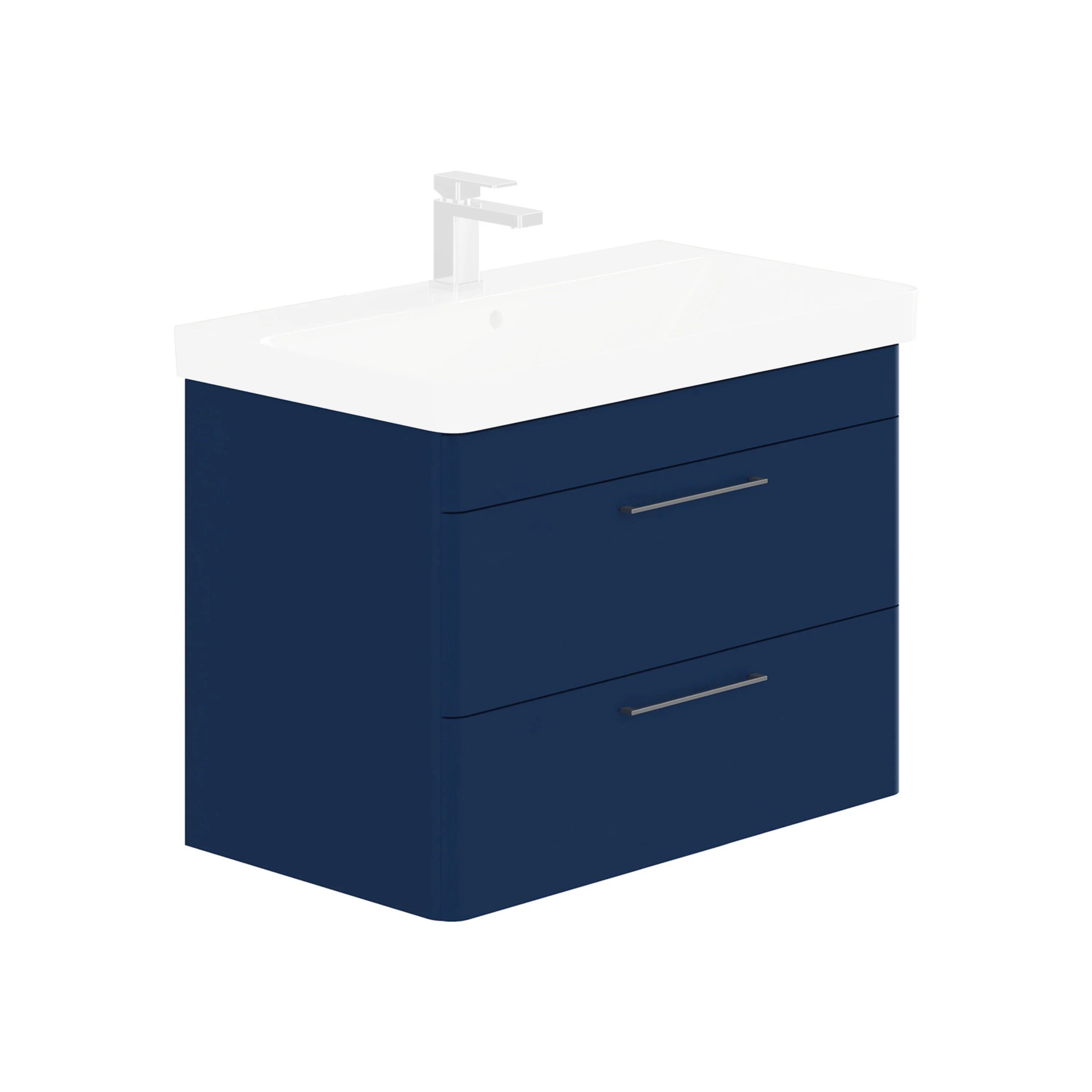 LECICO Layla 80cm Wall Hung 2-Drawer Unit - Cobalt Blue