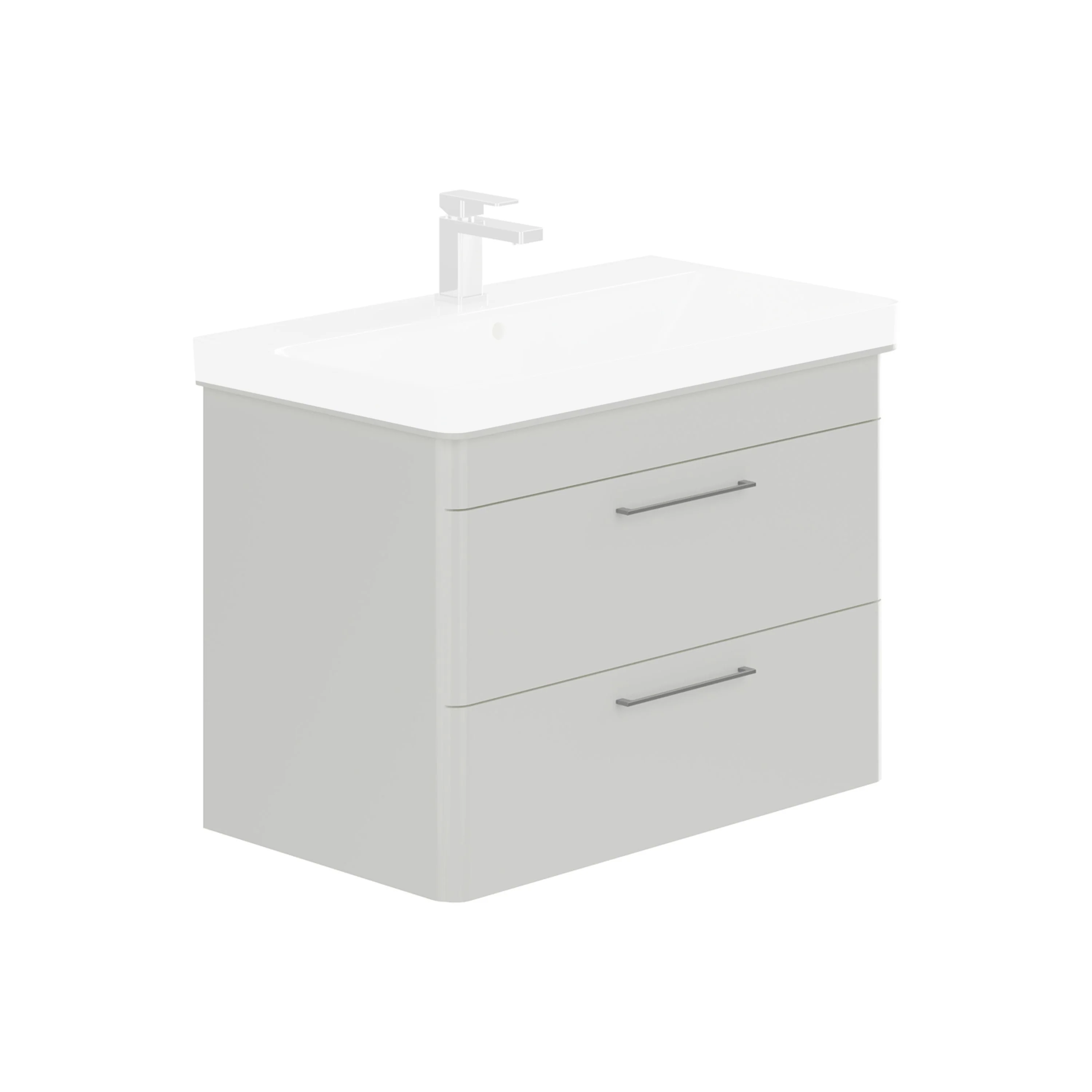 LECICO Layla 80cm Wall Hung 2-Drawer Unit - Gloss White - Image 2