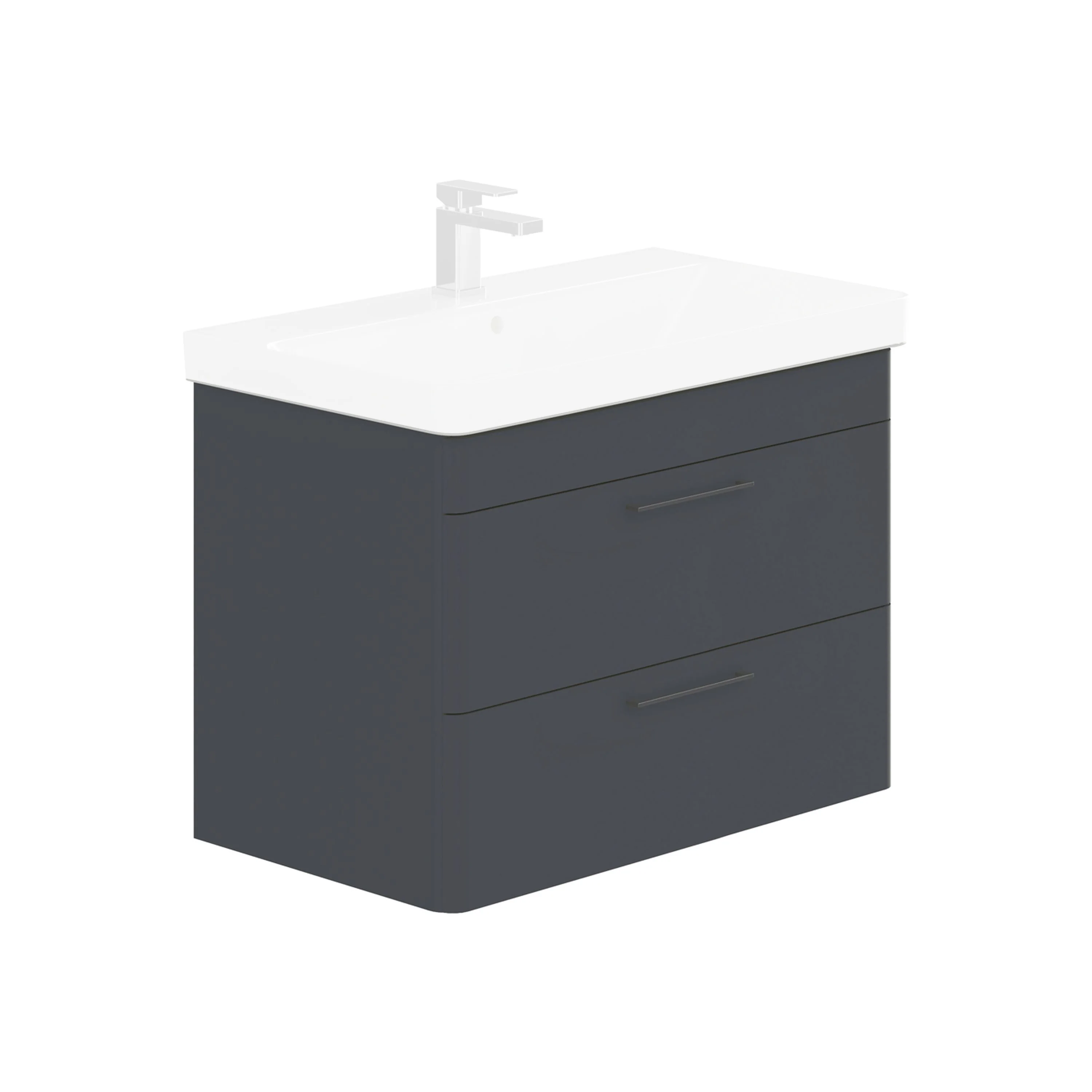 LECICO Layla 80cm Wall Hung 2-Drawer Unit - Matt Anthracite