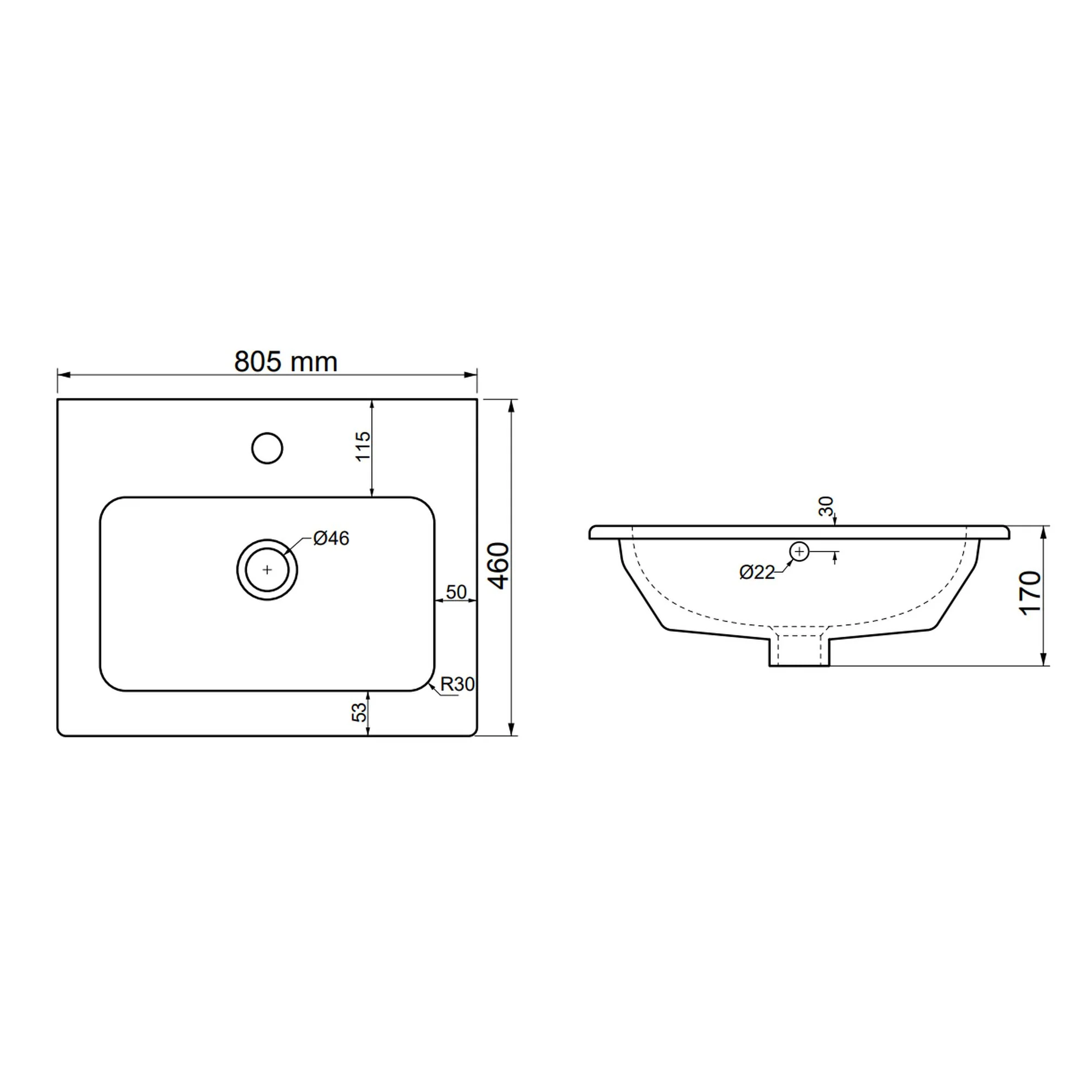 LECICO Layla Curved Vanity Basin - 80cm - Image 2