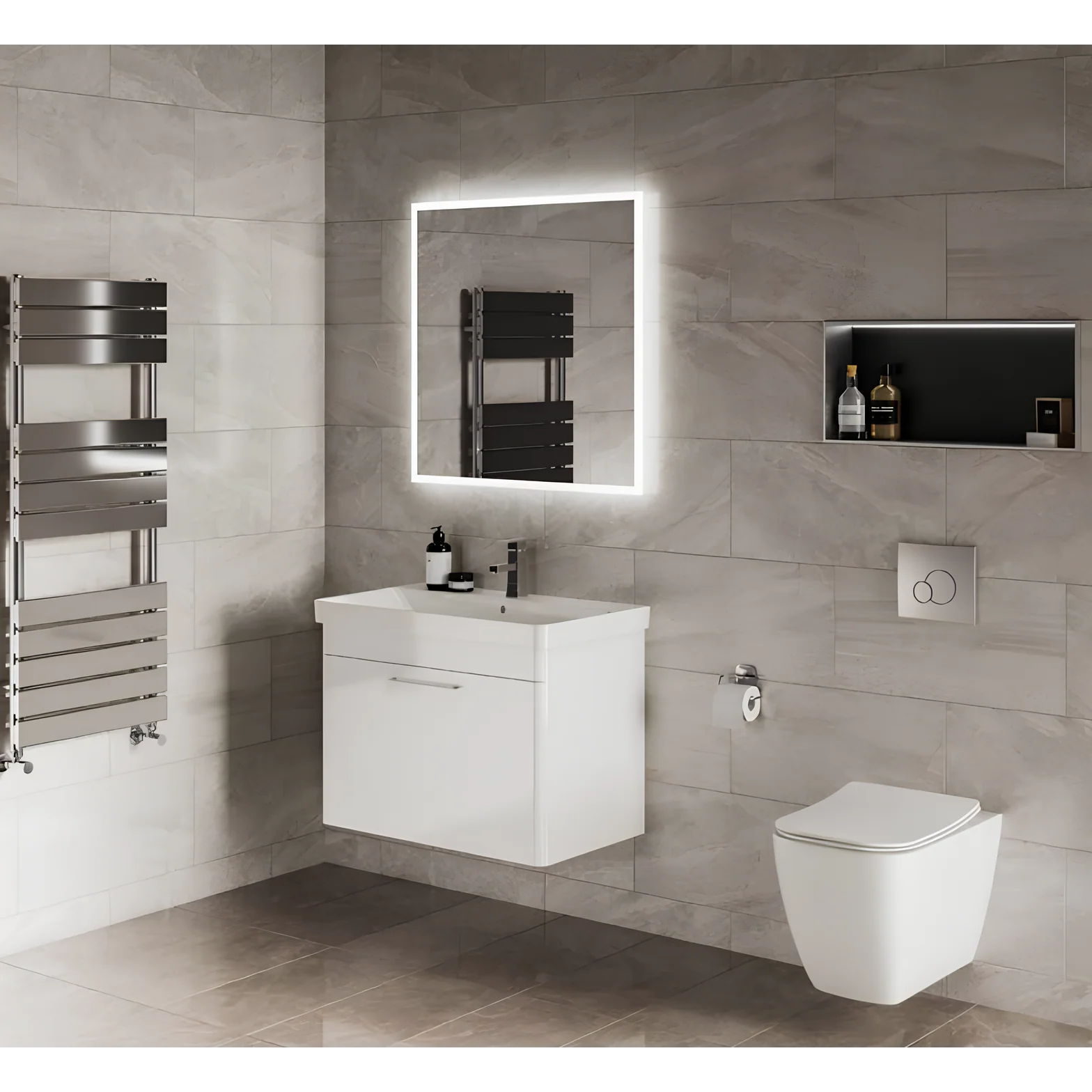 LECICO Layla 80cm Wall Hung 1-Drawer Unit - Gloss White - Image 3