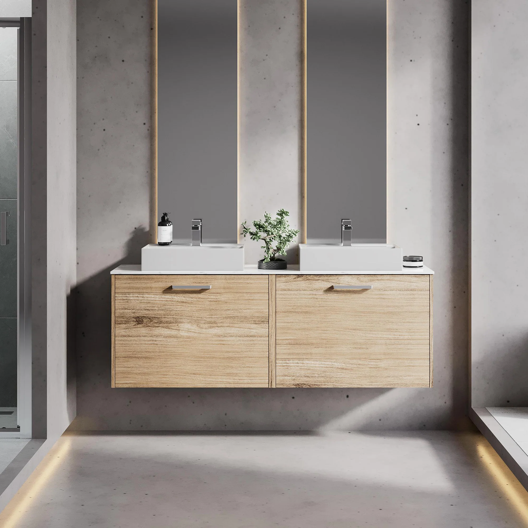 LECICO Zara 50cm 1-Drawer Wall Hung Vanity Unit - Oak - Image 3