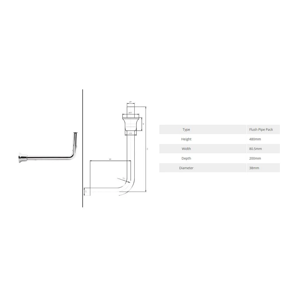 LECICO Saffia Sanitaryware - Low Level Chrome Pipe Kit - Image 3