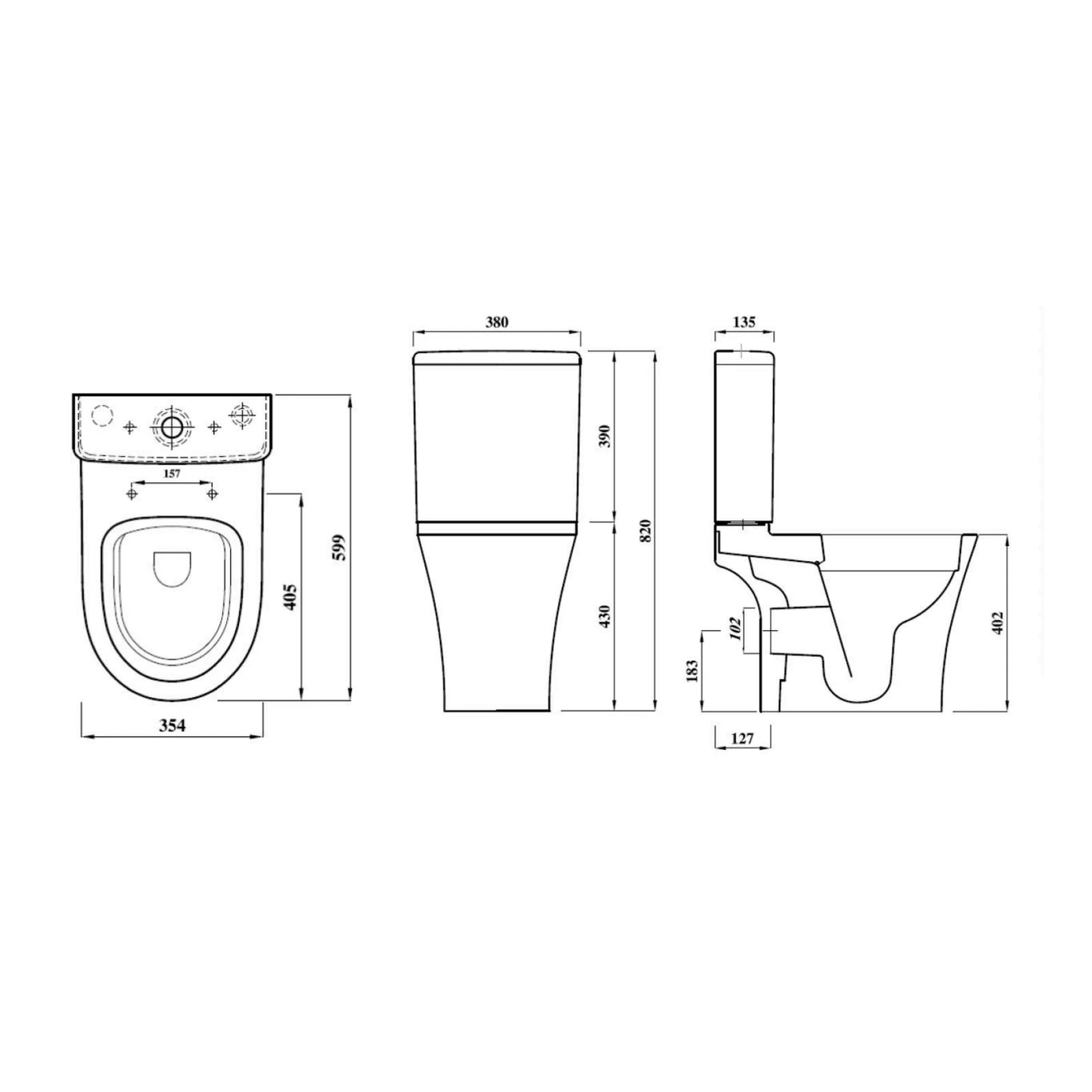 LECICO Shani Round Rimless Sanitaryware - Close Coupled Open Back Pan - Image 2