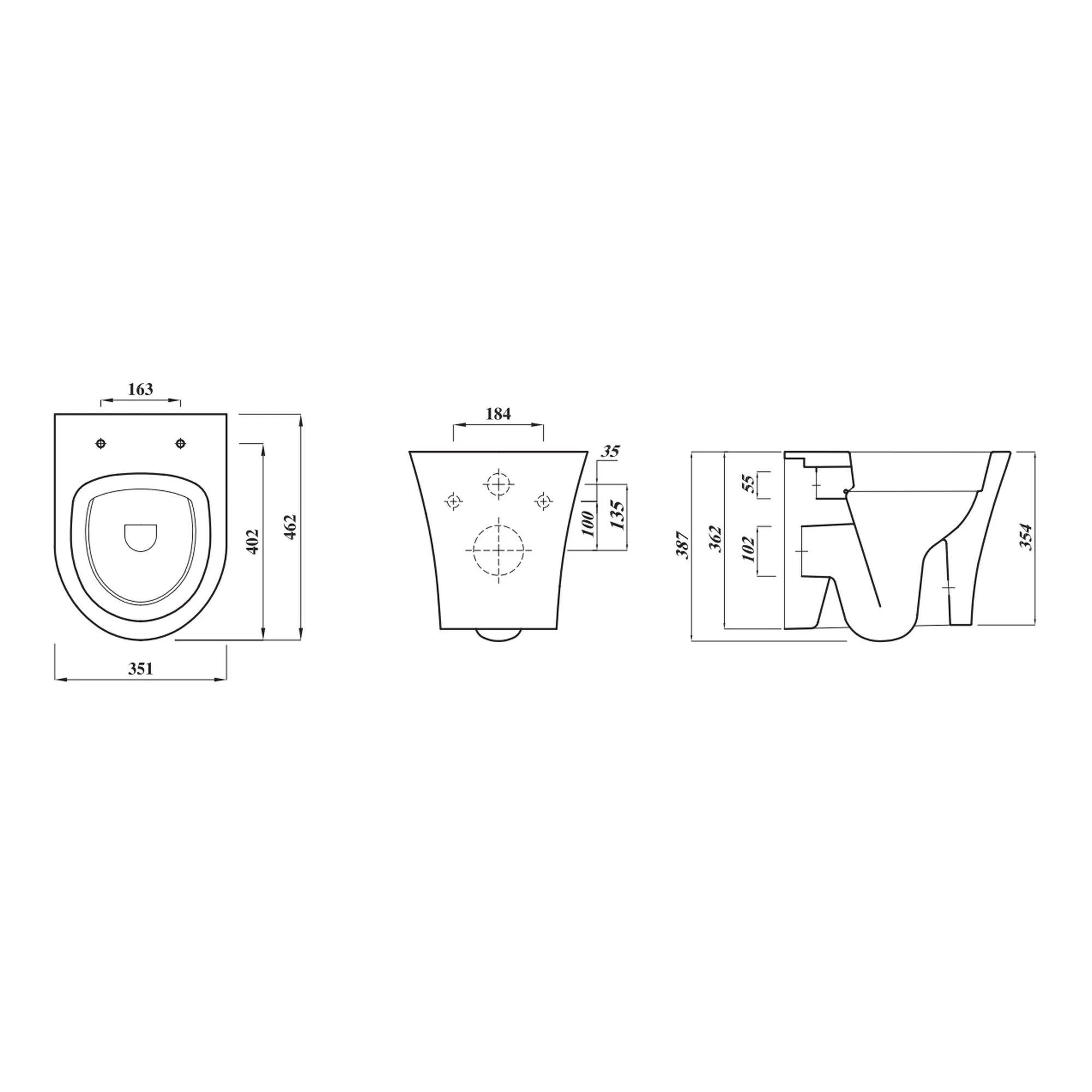 LECICO Shani Round Rimless Sanitaryware - Wall Hung Pan - Image 2