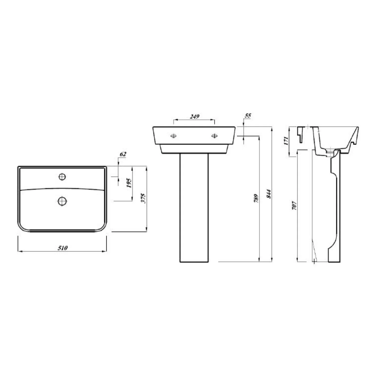 LECICO Zara 1Th Square Basin - 50cm - Image 2