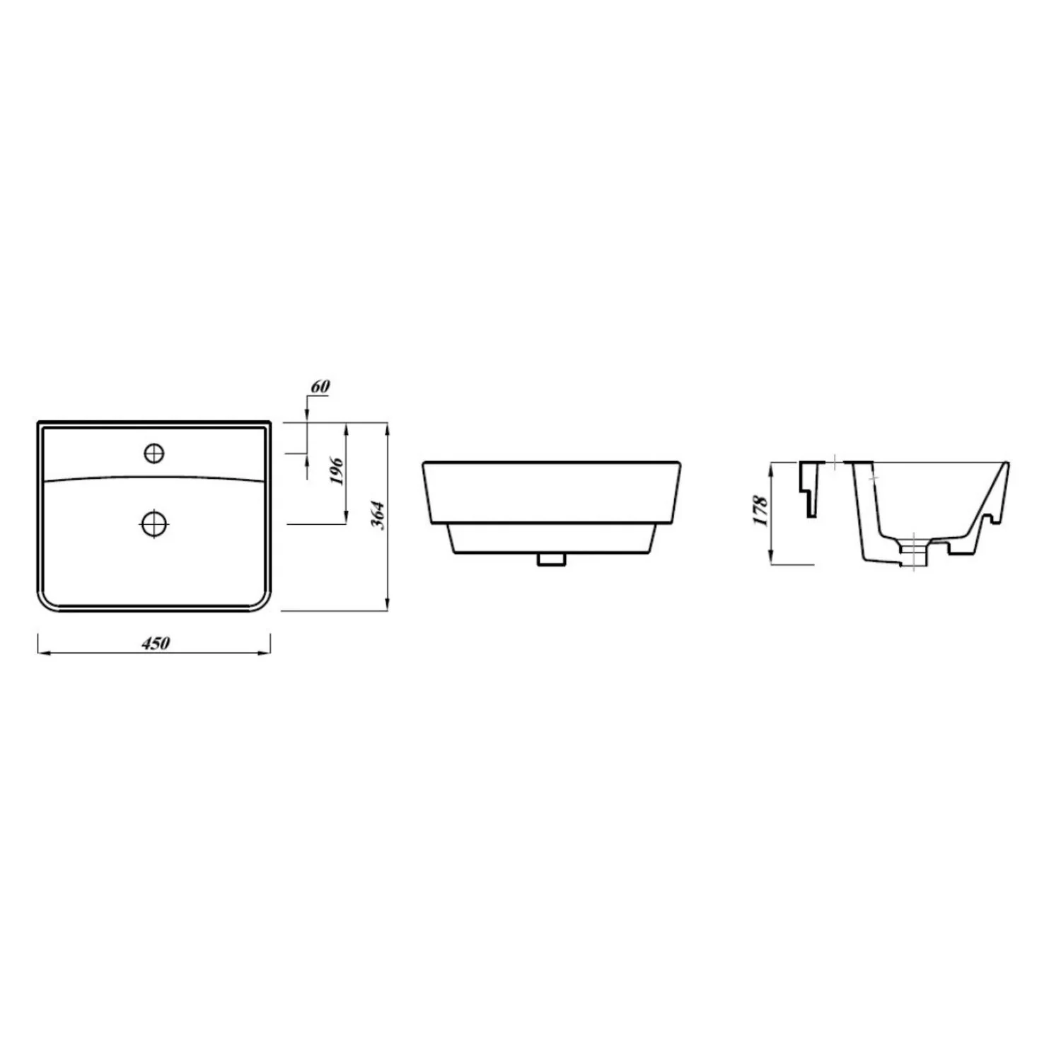 LECICO Zara 1Th Semi Recessed Basin - 45cm - Image 2