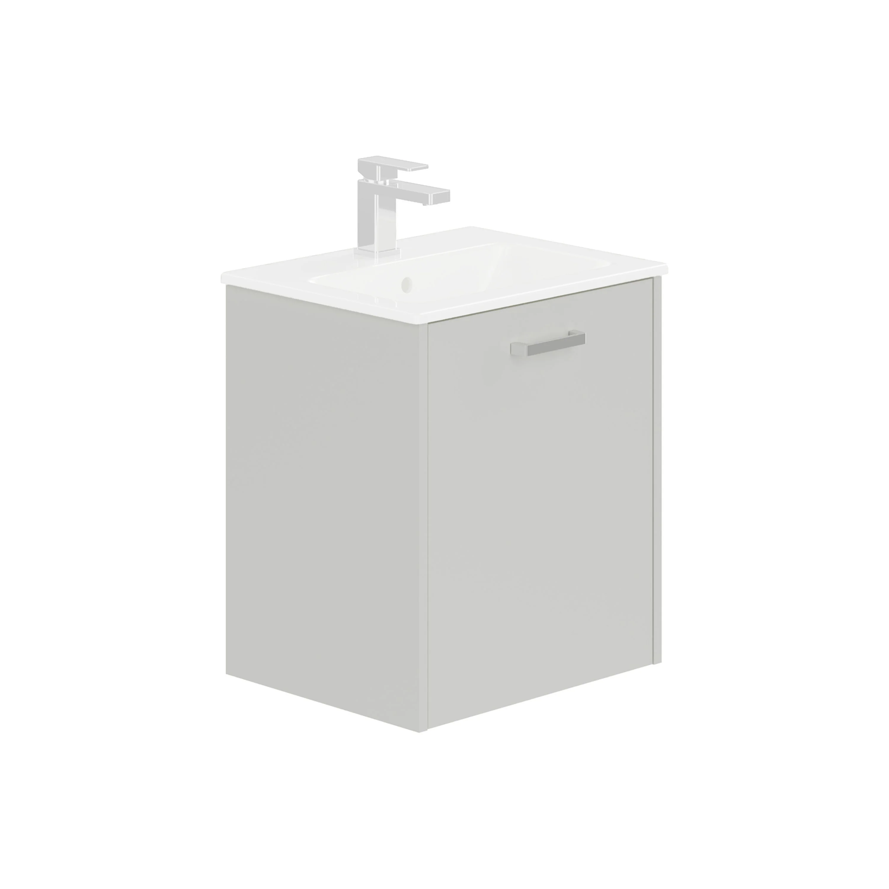 LECICO Zara 50cm 1-Drawer Wall Hung Vanity Unit - Gloss White - Image 2