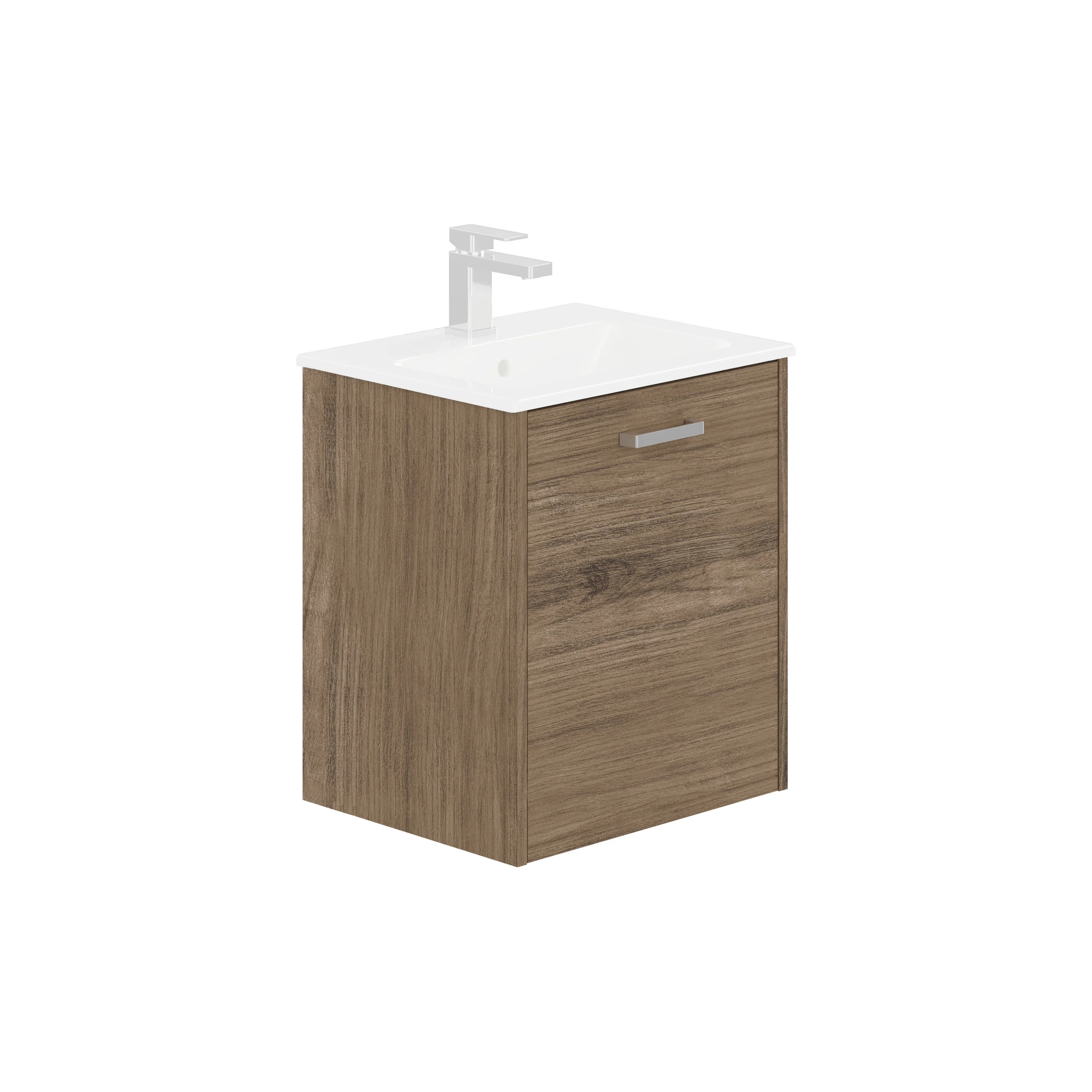 LECICO Zara 50cm 1-Drawer Wall Hung Vanity Unit - Oak