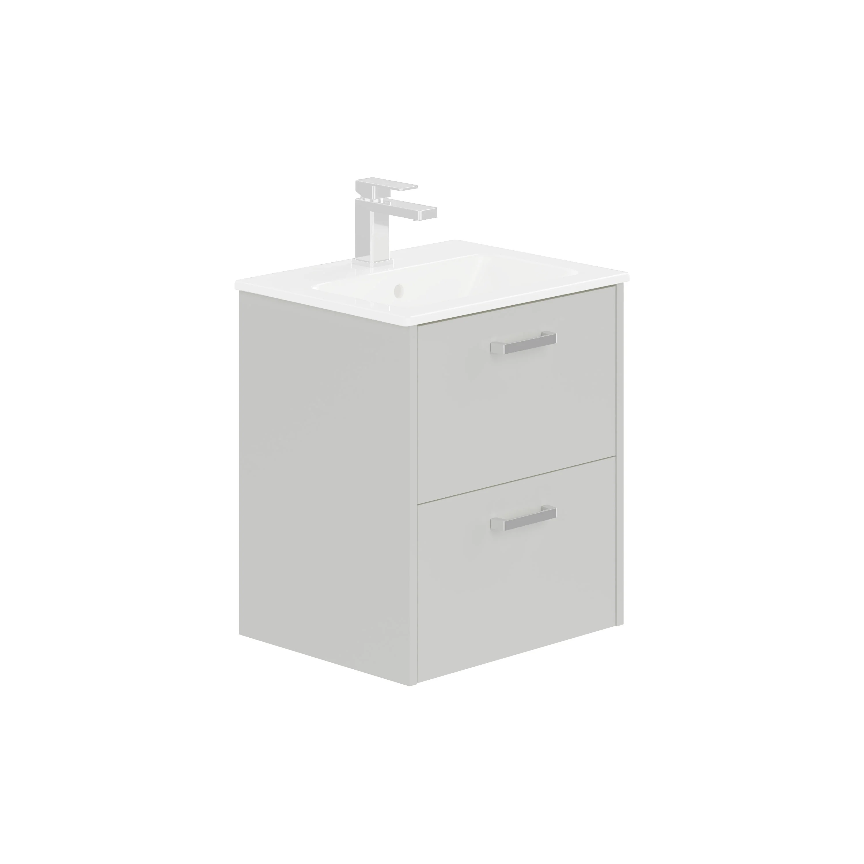 LECICO Zara 50cm 2-Drawer Wall Hung Vanity Unit - Gloss White