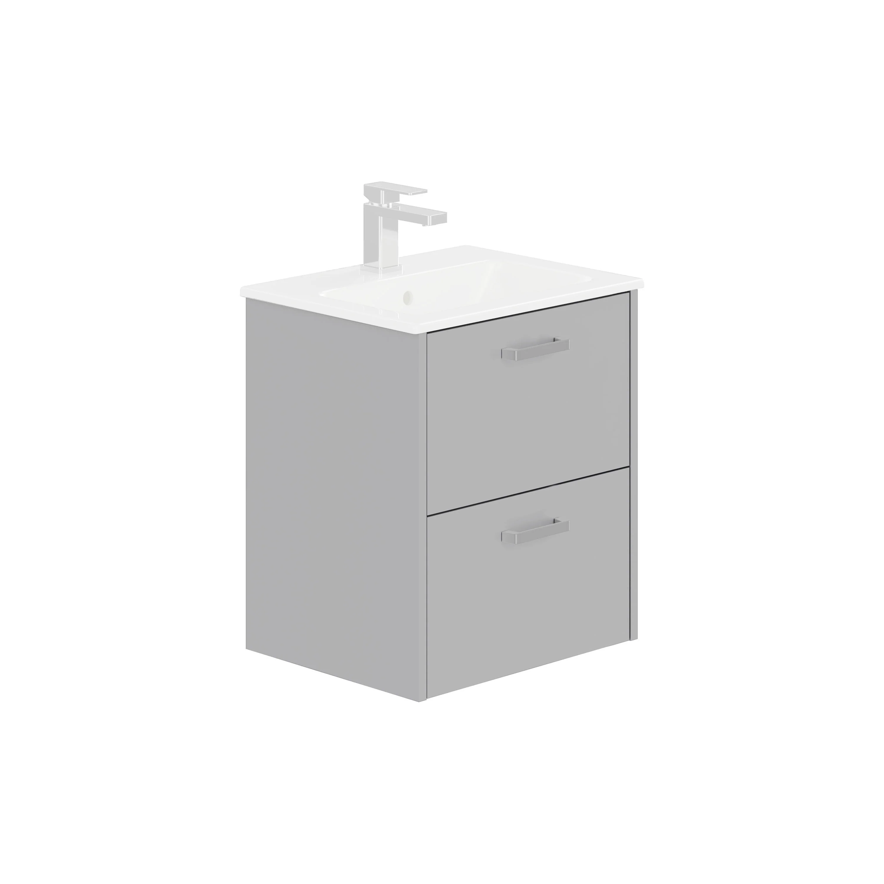 LECICO Zara 50cm 2-Drawer Wall Hung Vanity Unit - Matt Light Grey