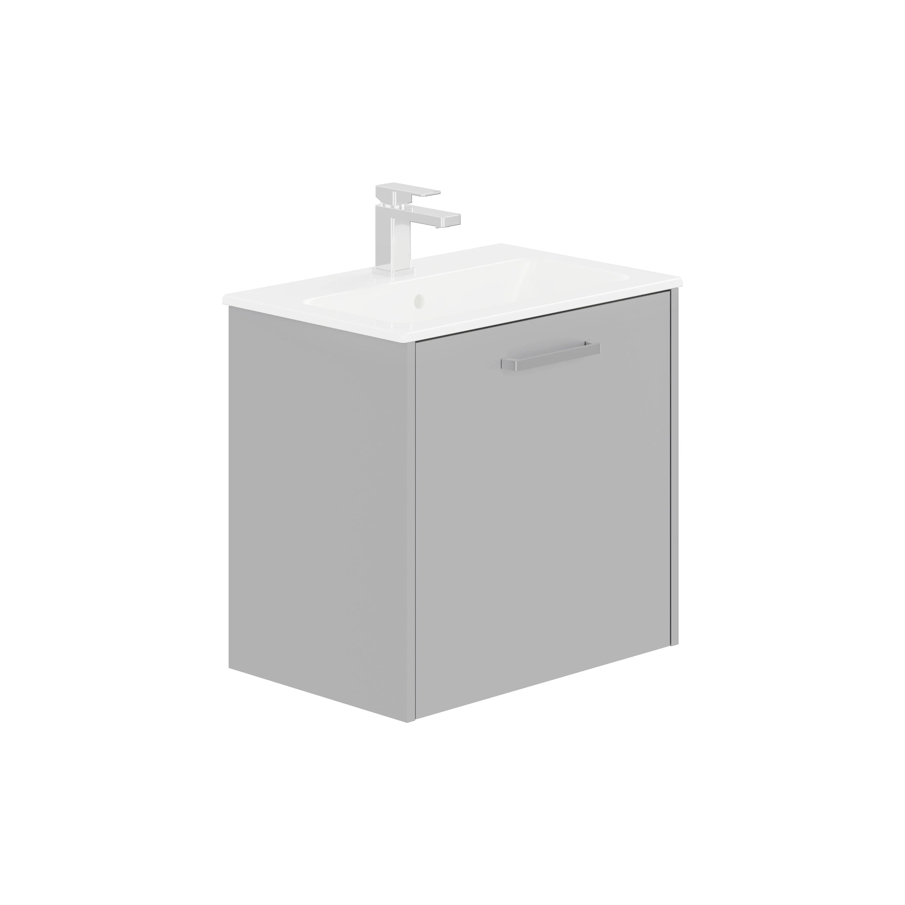 LECICO Zara 60cm 1-Drawer Wall Hung Vanity Unit - Matt Light Grey