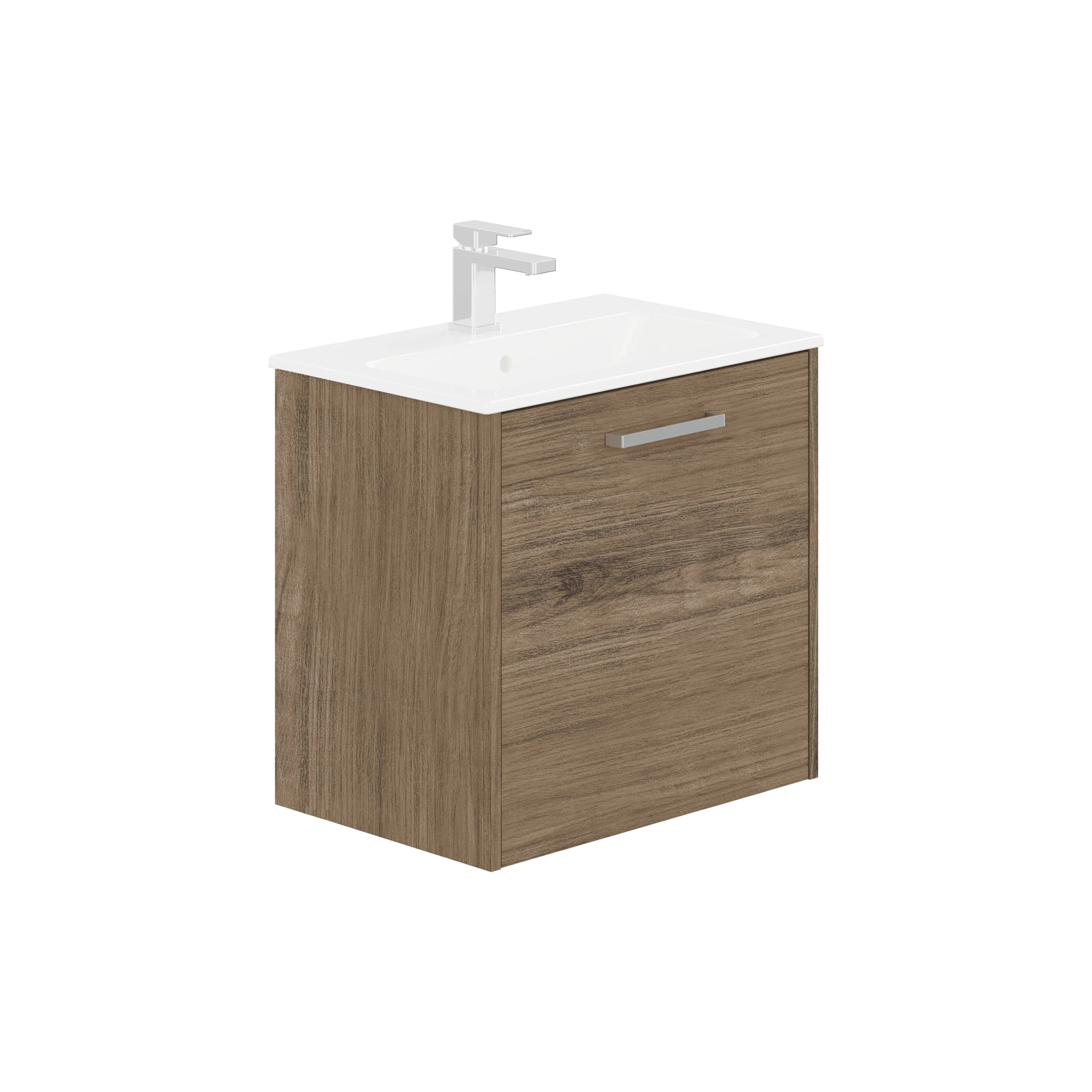 LECICO Zara 60cm 1-Drawer Wall Hung Vanity Unit - Oak