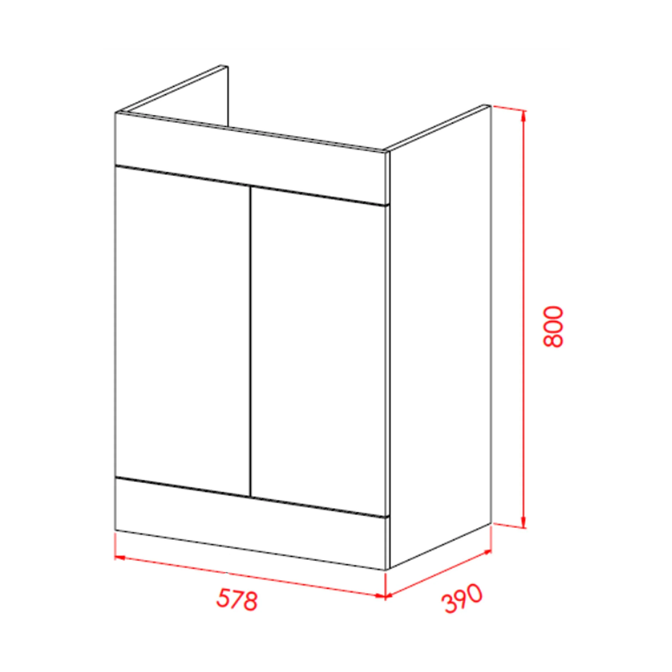 LECICO Zara 60cm 2-Door Floorstanding Unit - Matt Anthracite - Image 2