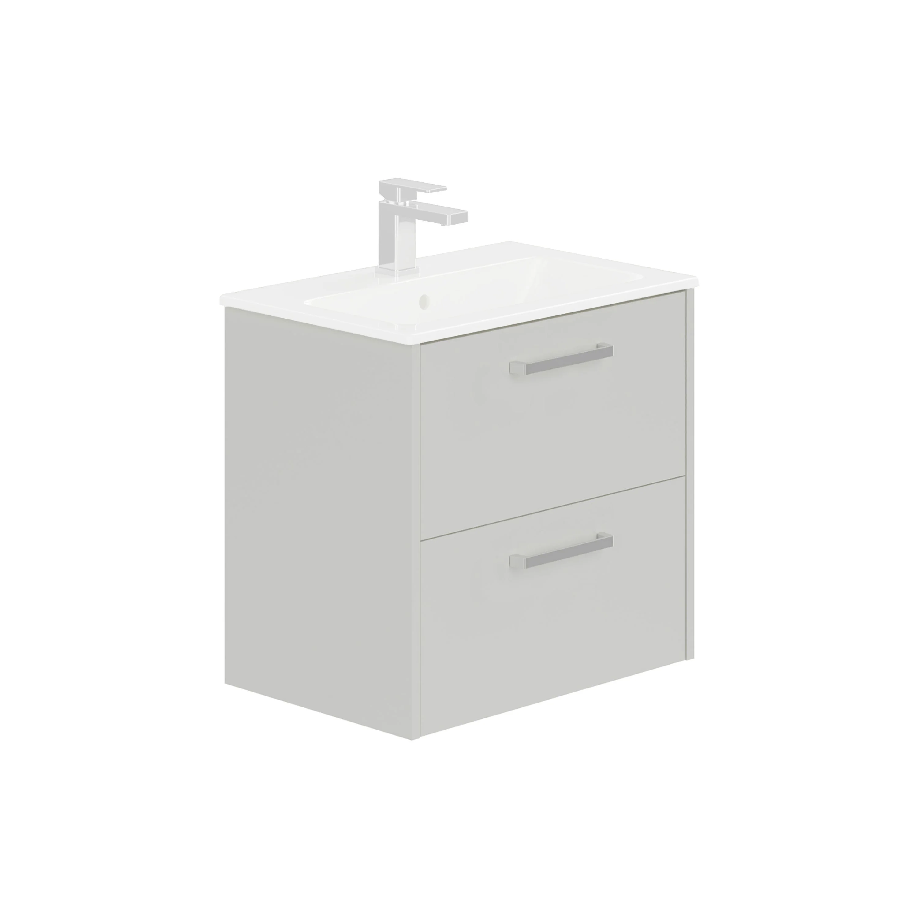 LECICO Zara 60cm 2-Drawer Wall Hung Vanity Unit - Gloss White - Image 2