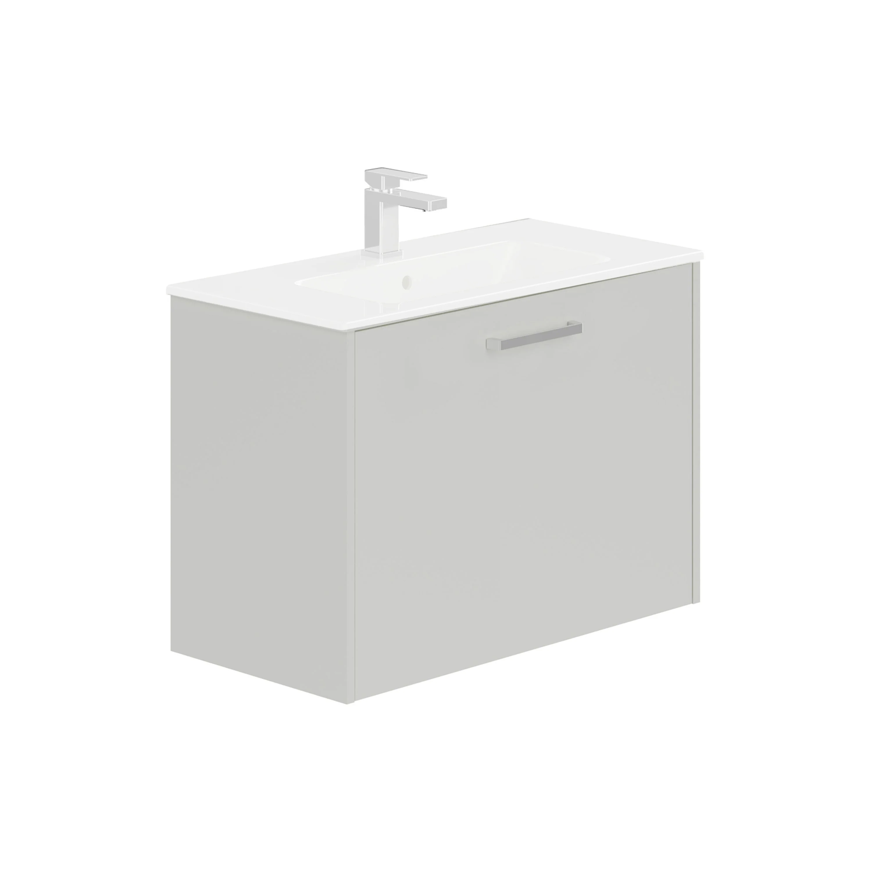 LECICO Zara 80cm 1-Drawer Wall Hung Vanity Unit - Gloss White