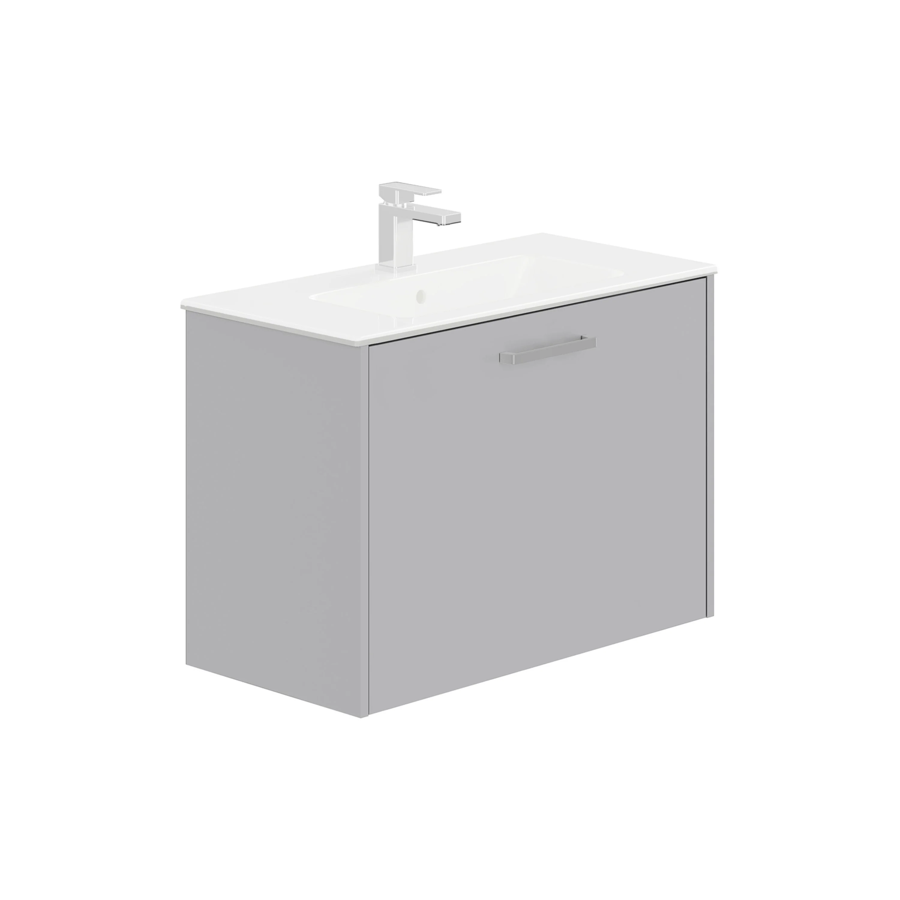 LECICO Zara 80cm 1-Drawer Wall Hung Vanity Unit - Matt Light Grey