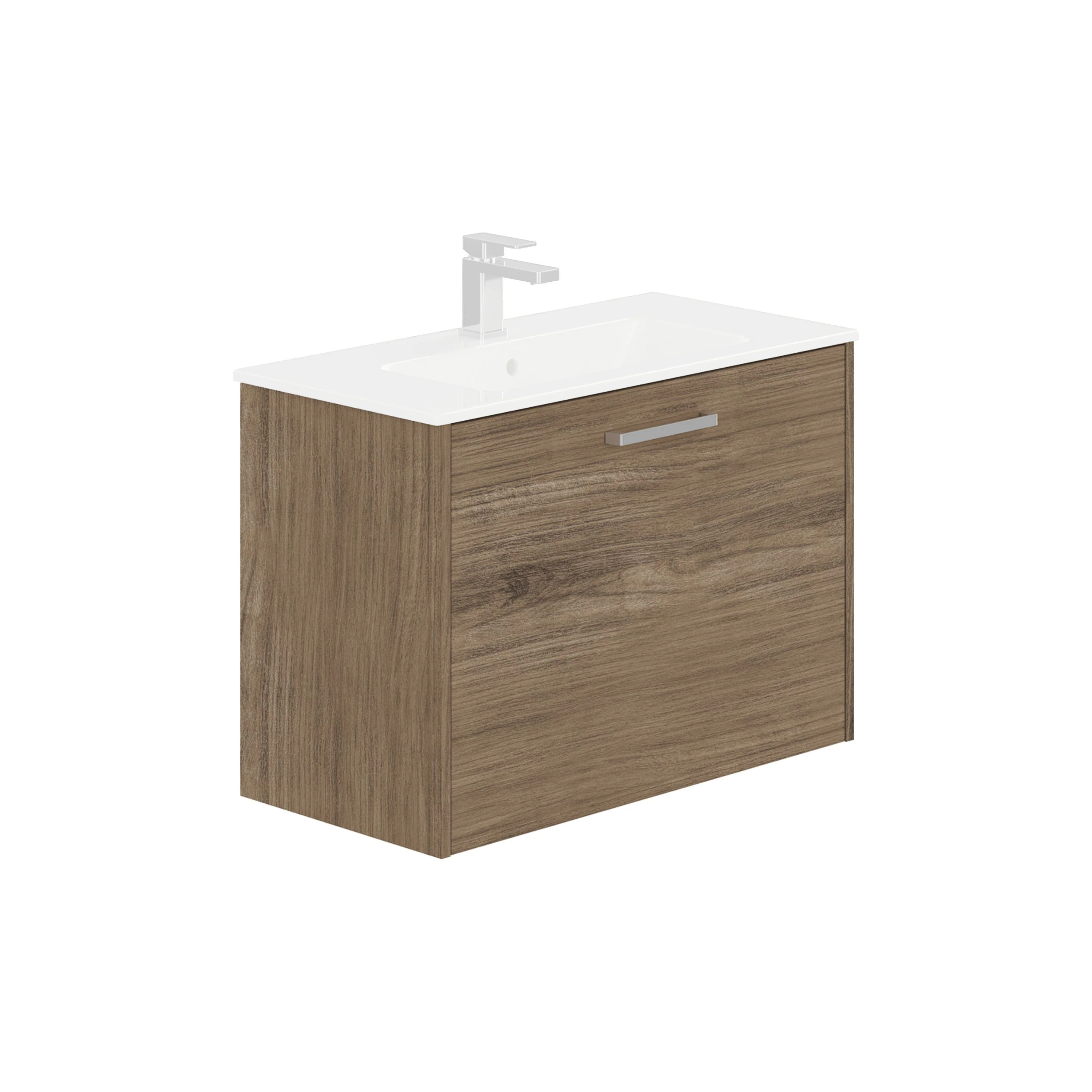LECICO Zara 80cm 1-Drawer Wall Hung Vanity Unit - Oak - Image 2