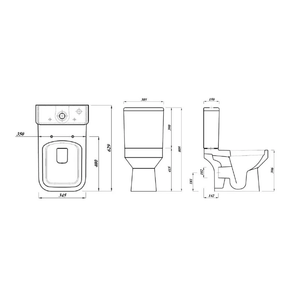 LECICO Zara Square - Close Coupled Cistern WRAS Mechanism - Image 3