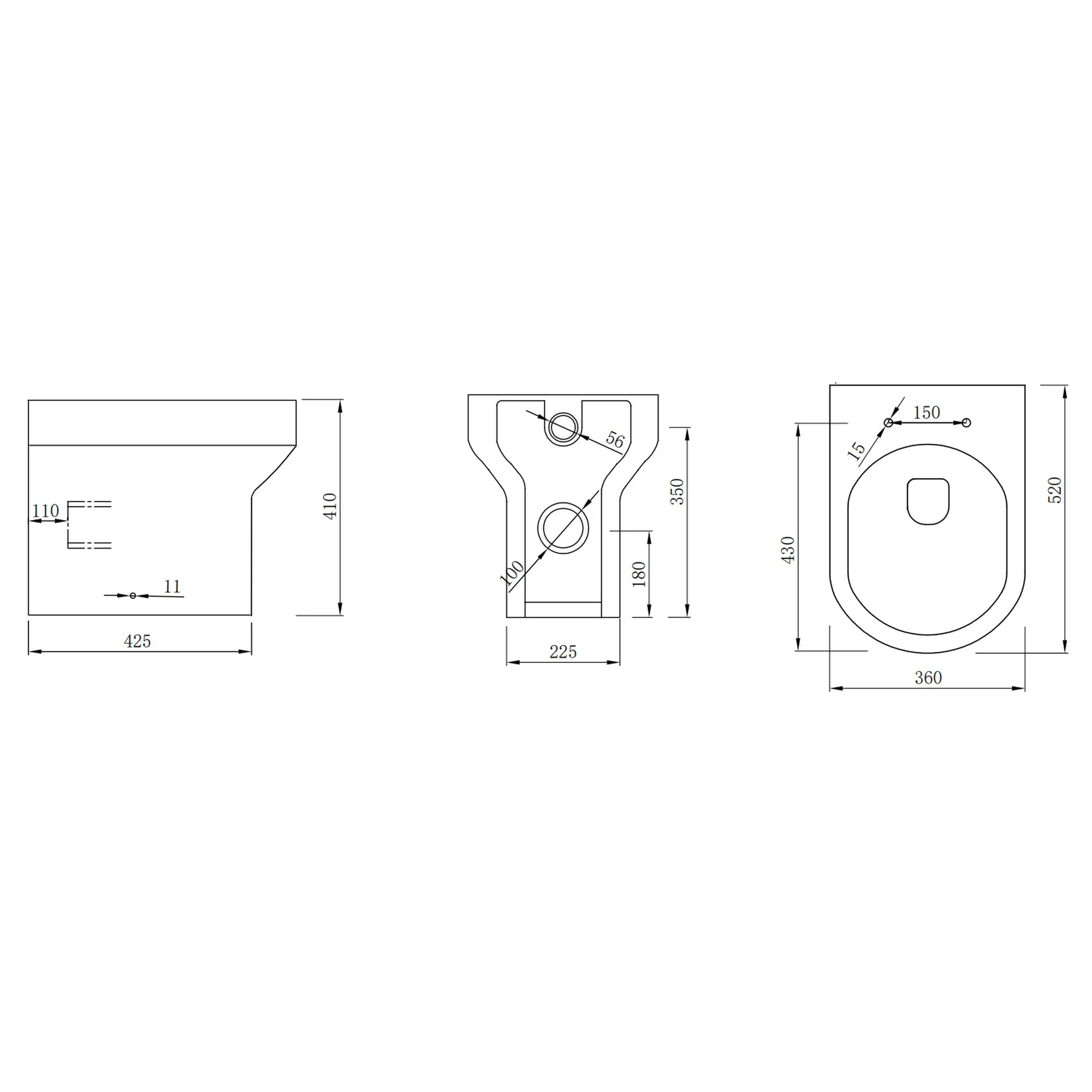 LECICO Zara Round Rimless WC - Back To Wall Pan - Image 2