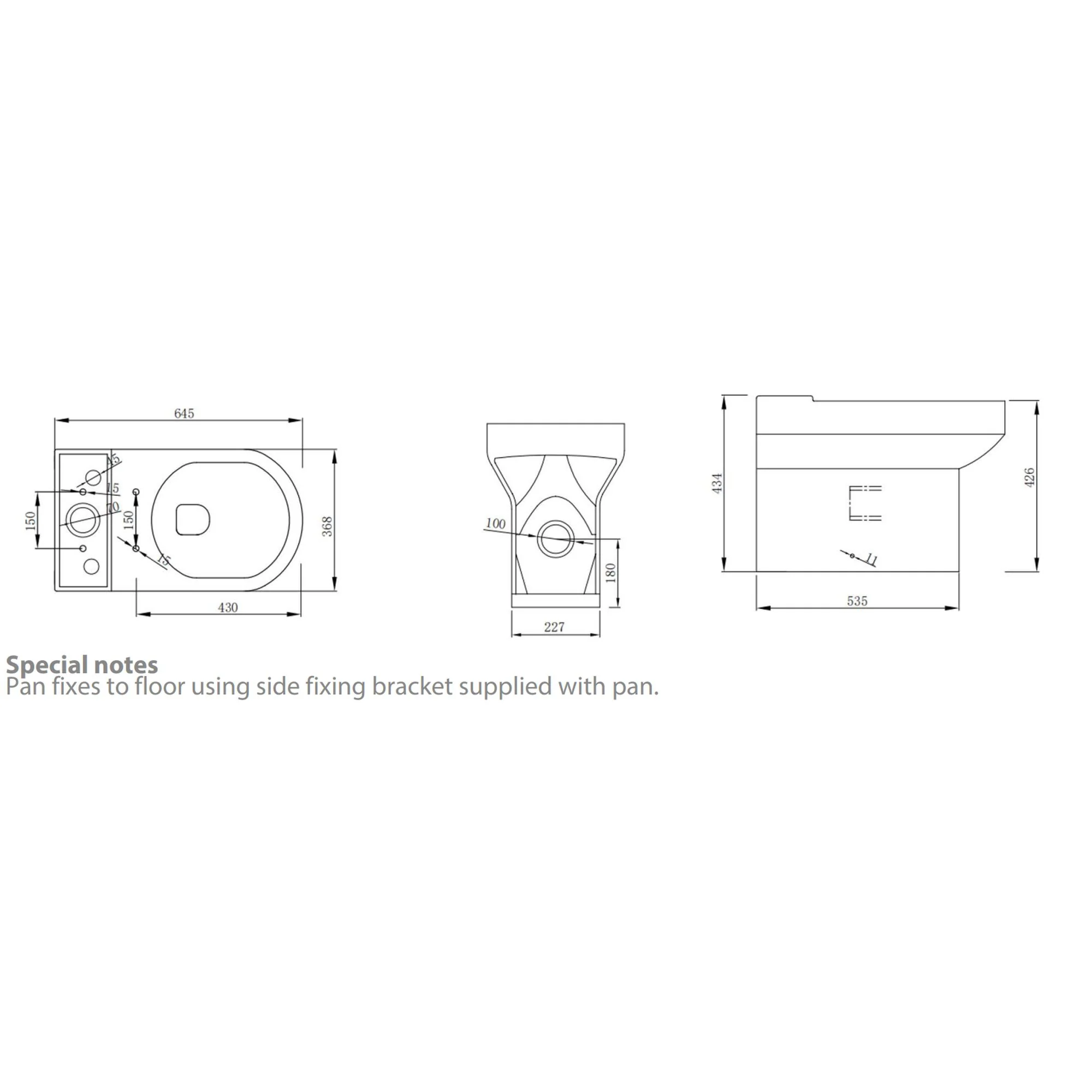 LECICO Zara Round Rimless WC - Close Coupled Flush To Wall Pan - Image 2