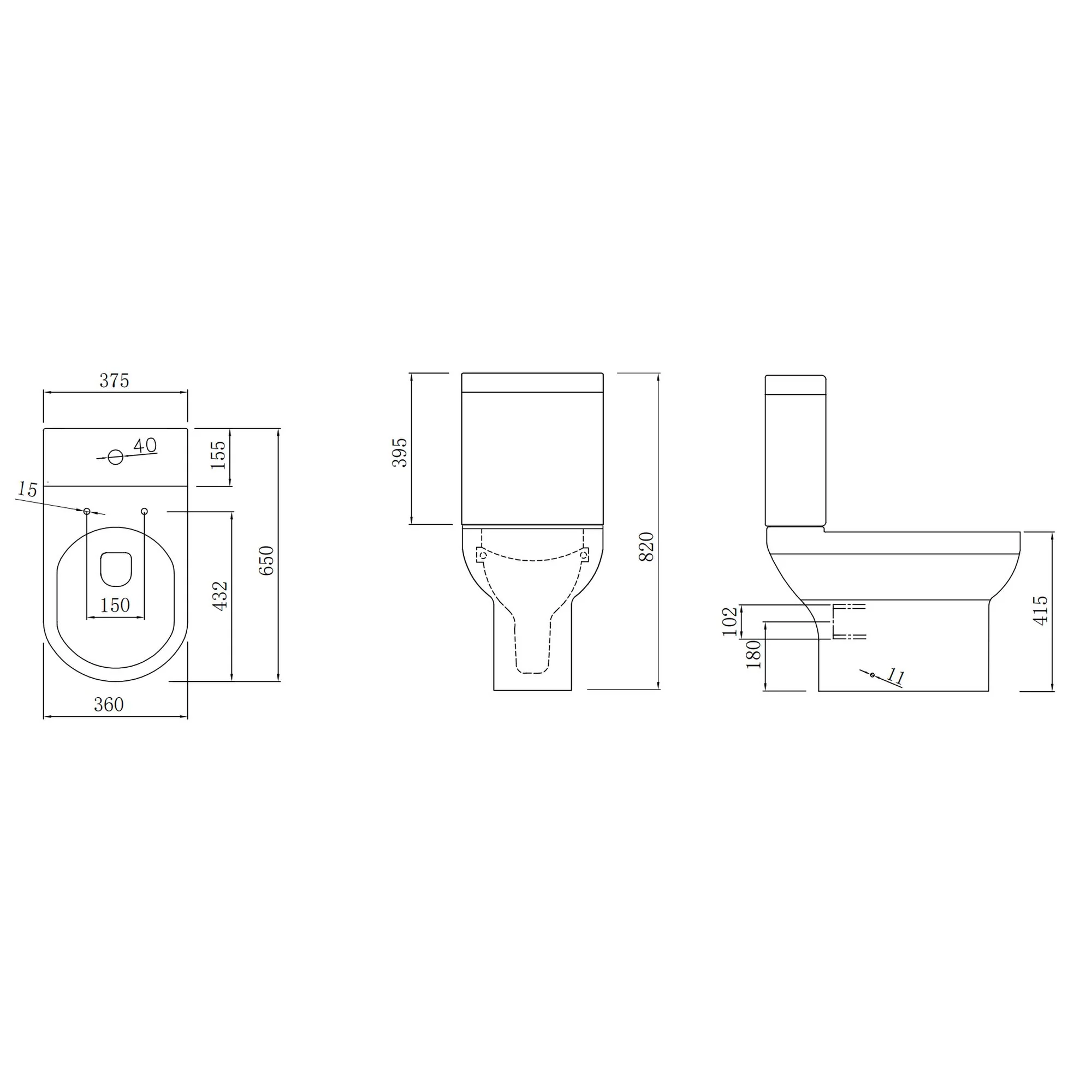 LECICO Zara Round Rimless WC - Close Coupled Open Back Pan - Image 2