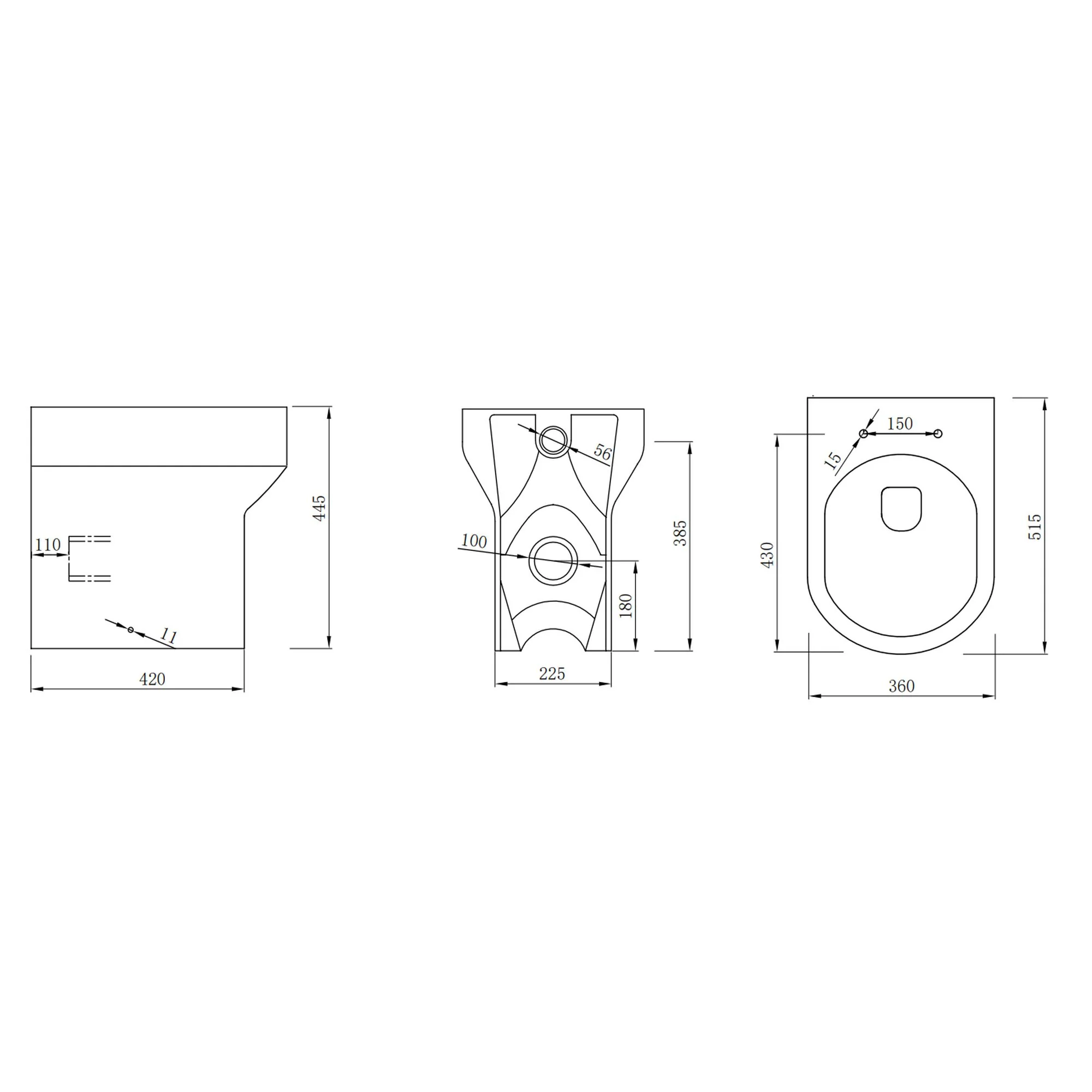 LECICO Zara Round Rimless WC - Comfort Height Back to Wall Pan - Image 2