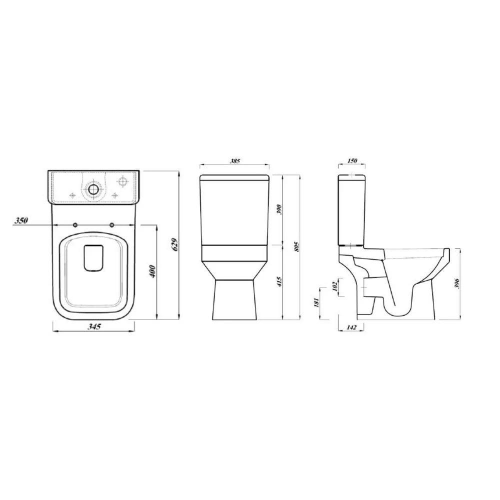 LECICO Zara Square Rimless WC - Close Coupled Pan - Image 3