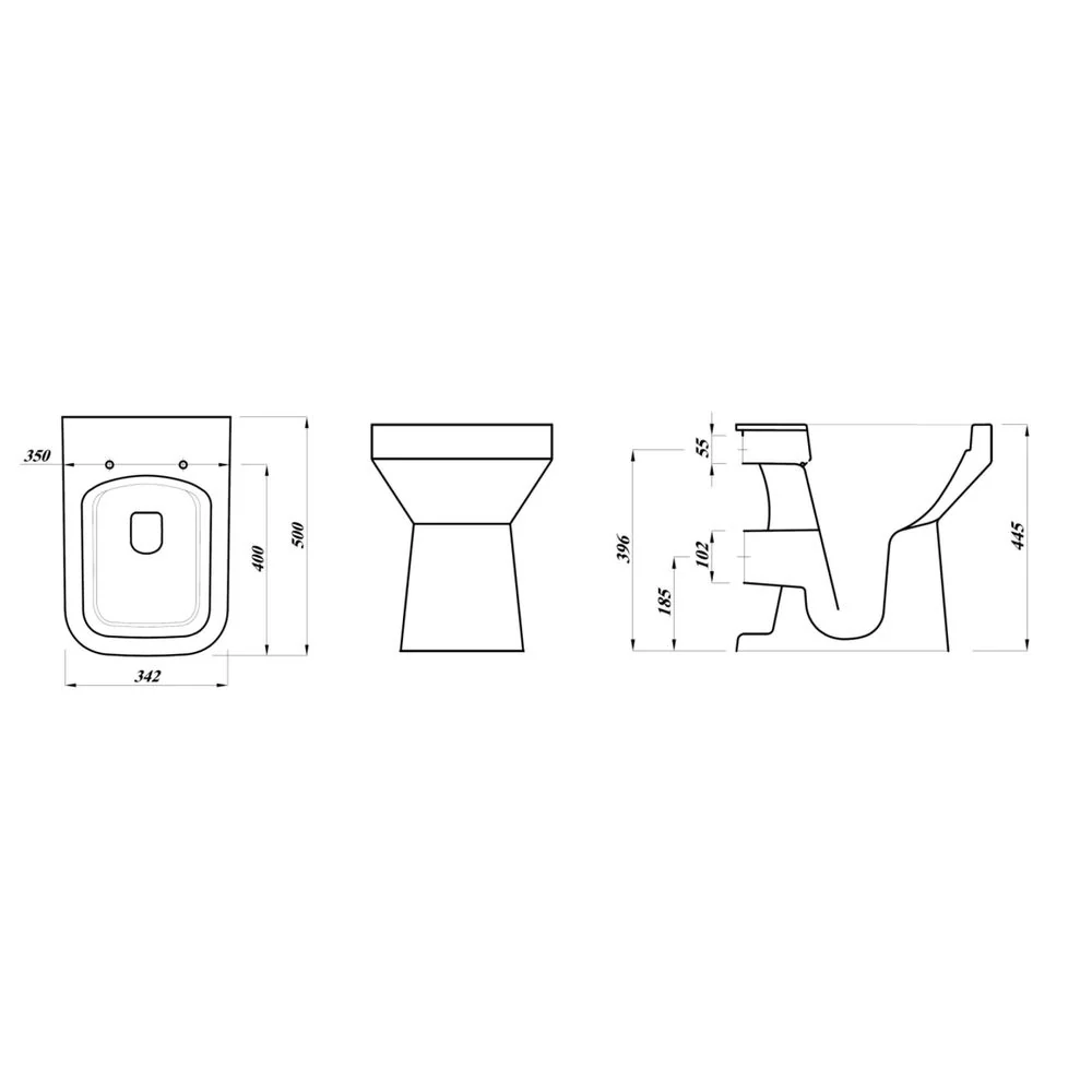 LECICO Zara Square Rimless WC - Comfort Height Back to Wall Pan - Image 4