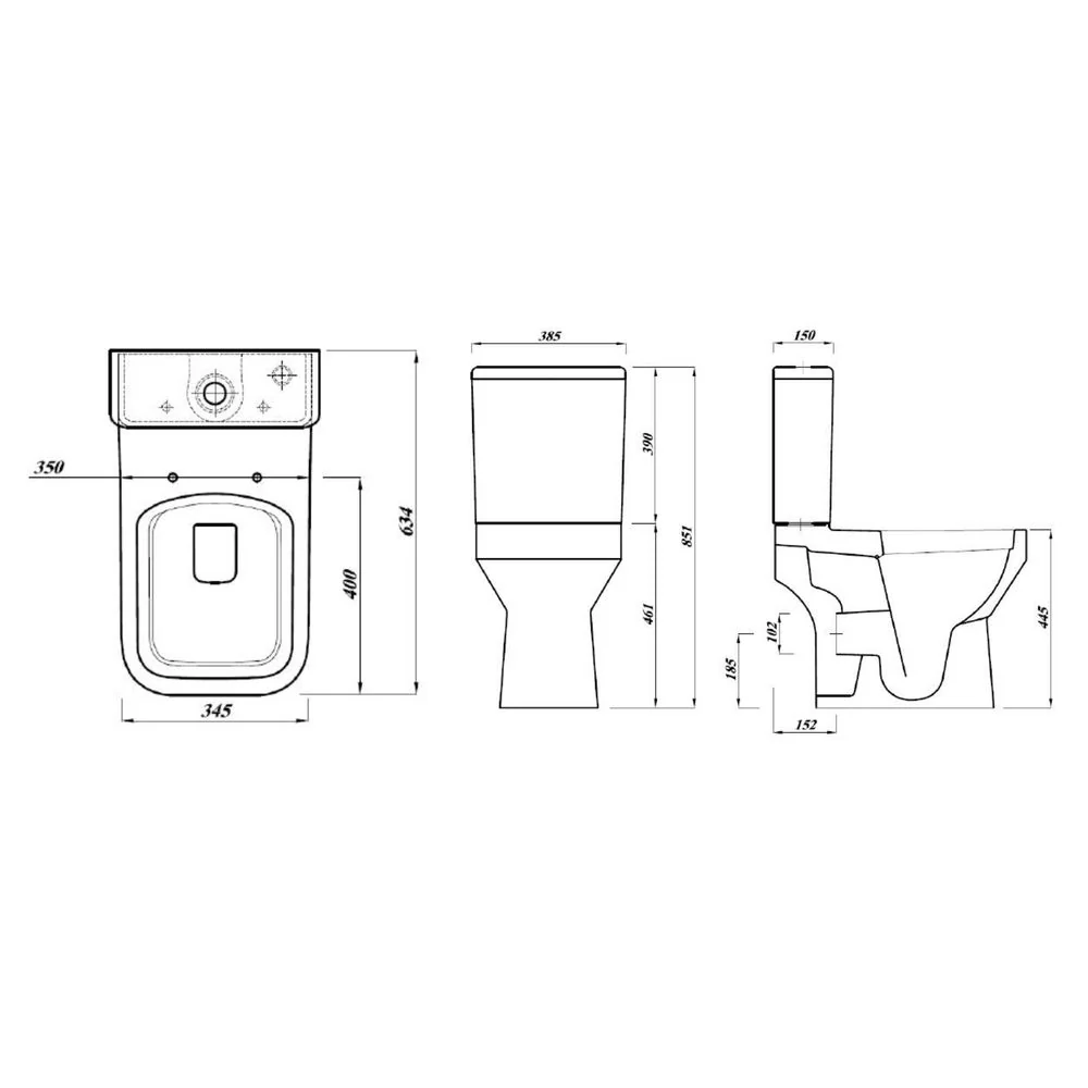 LECICO Zara Square Rimless WC - Comfort Height Close Coupled Pan - Image 2