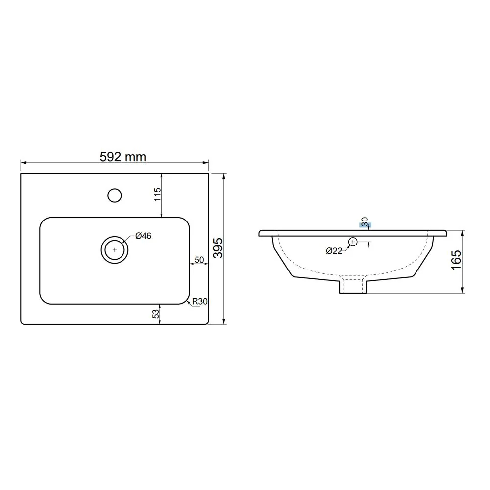 LECICO Zara Inset Basin - 60cm - Image 3