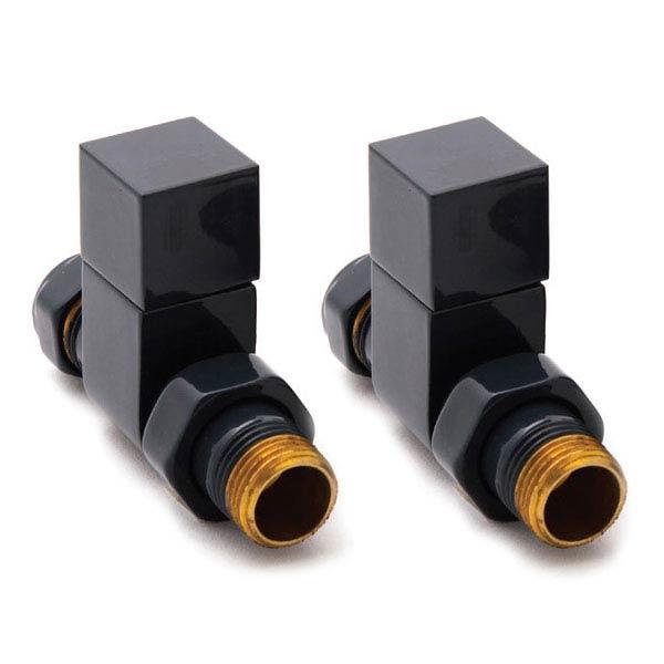 Loge Square Straight Radiator Valve Pair 15mm - Anthracite