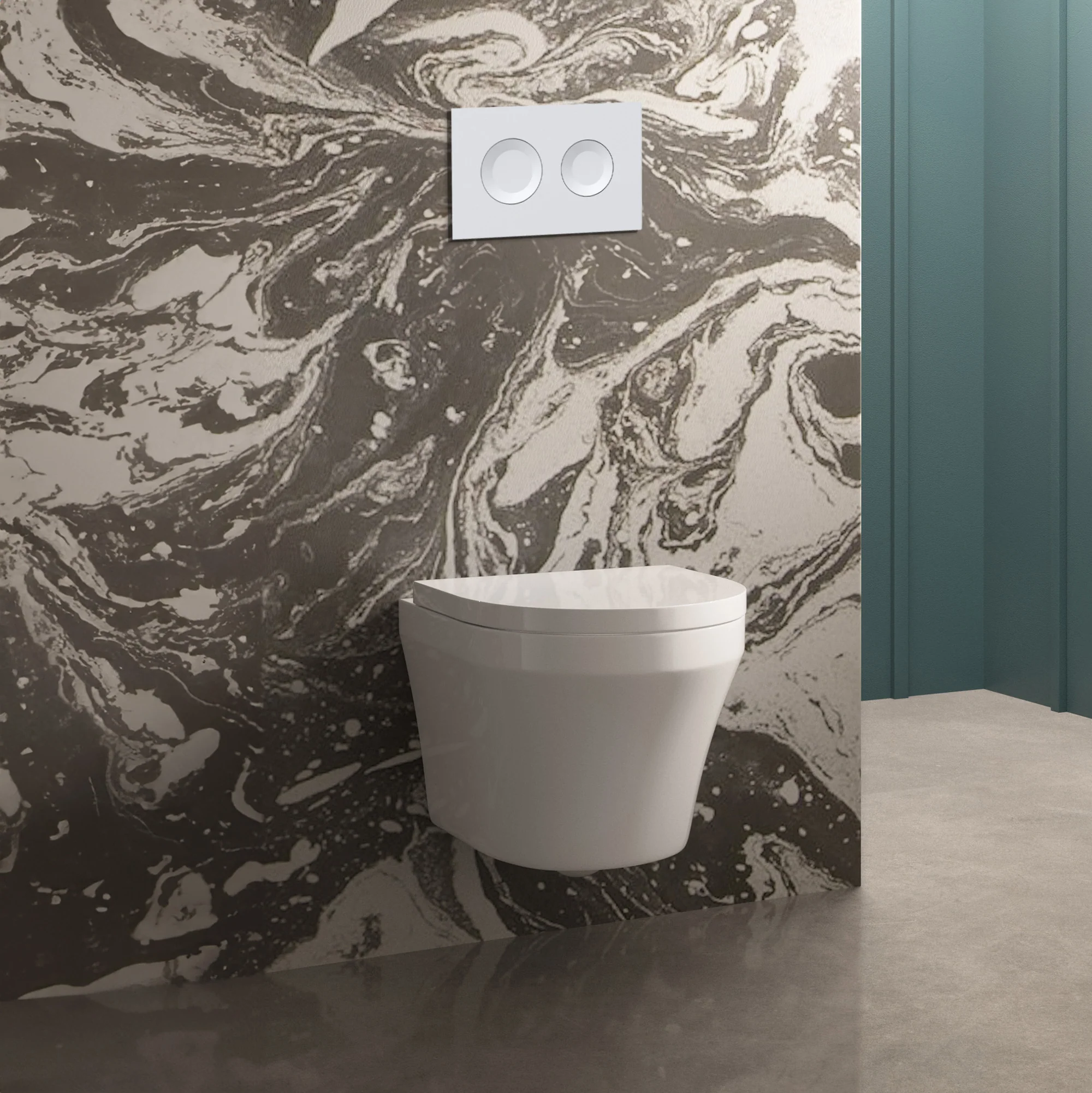 Luna Concealed Cistern Frames Wall Hung Pan with Soft Close Seat - Round Plate - Image 3