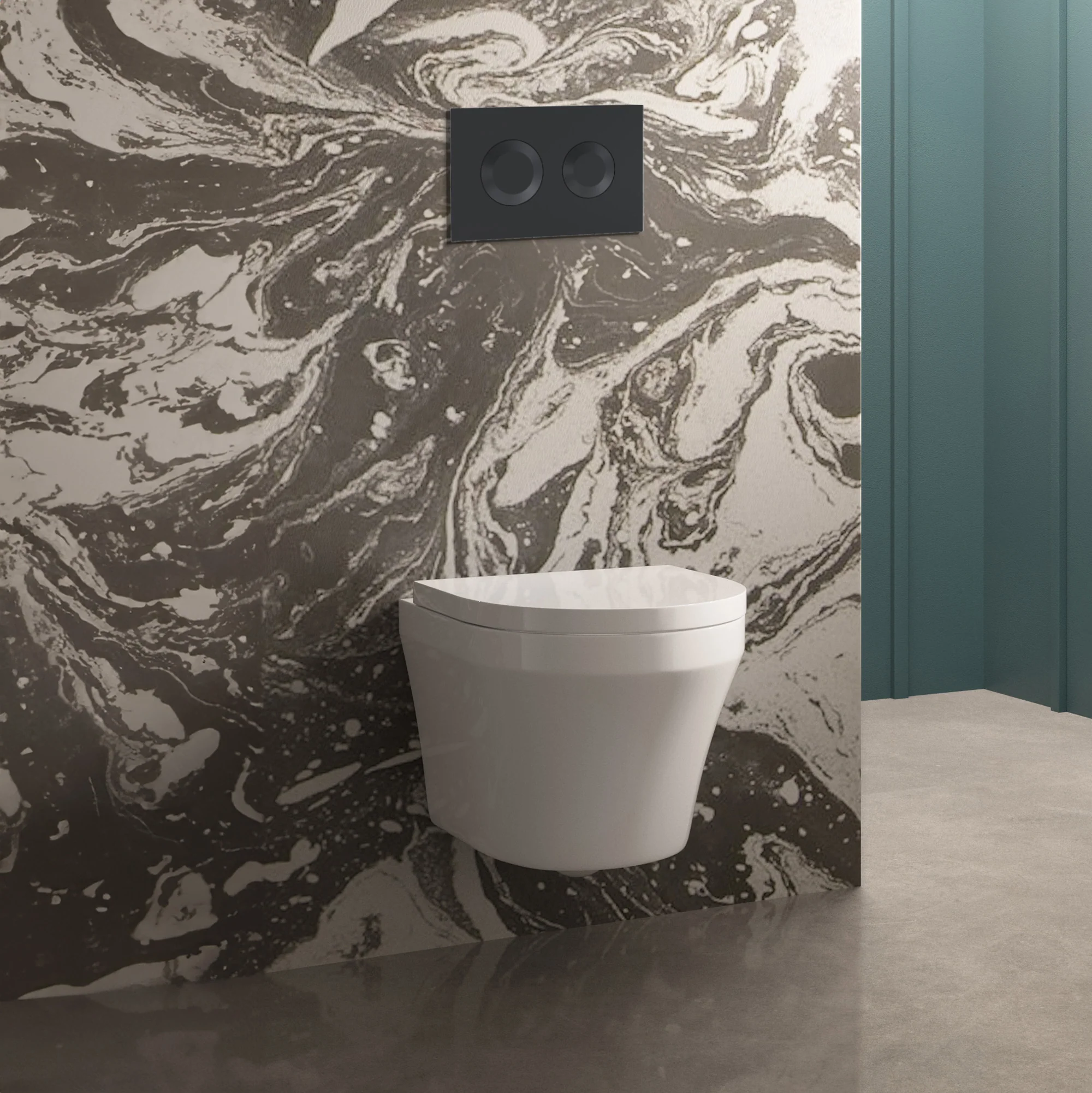 Luna Concealed Cistern Frames Wall Hung Pan with Soft Close Seat - Round Plate - Image 4