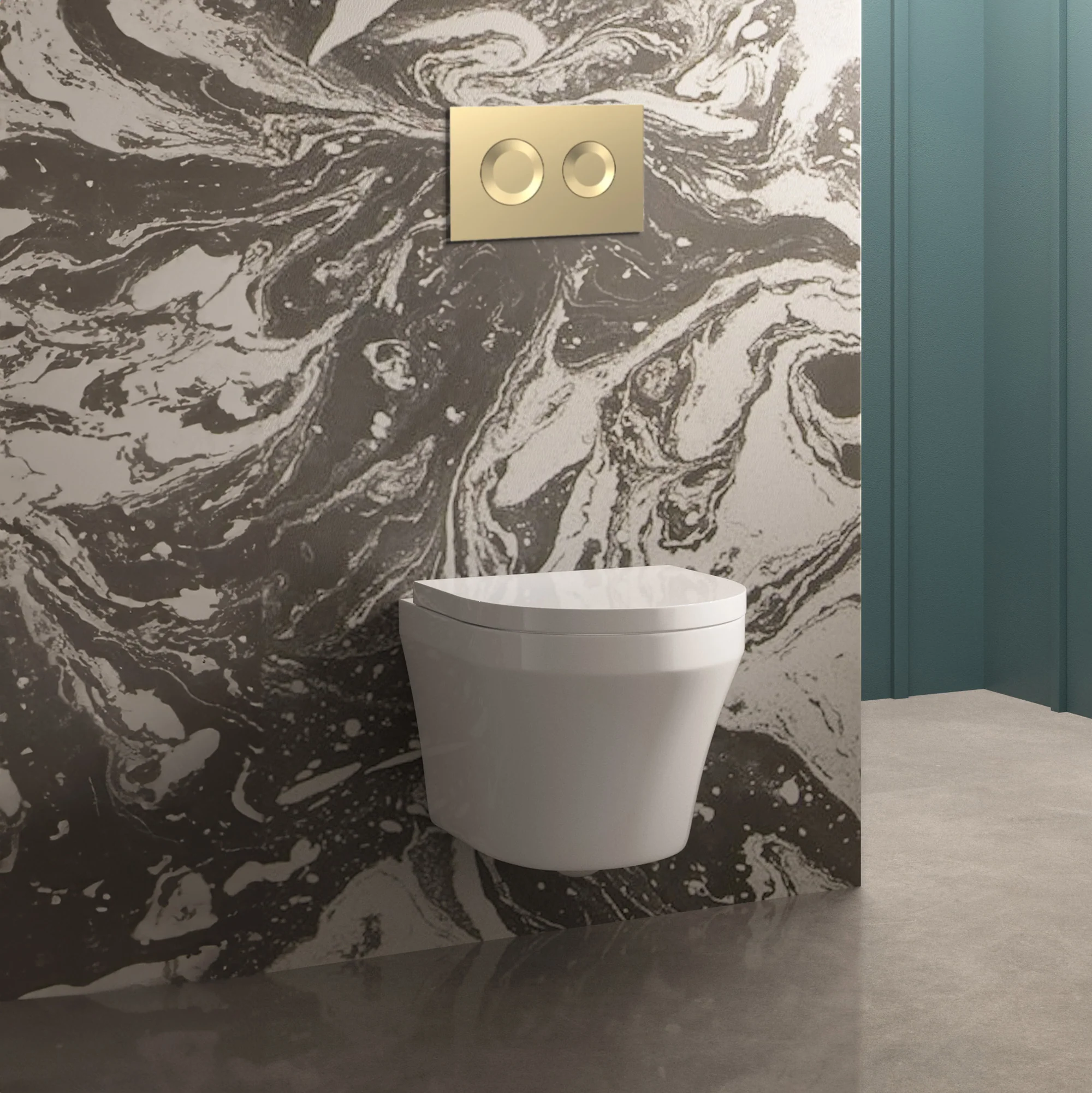 Luna Concealed Cistern Frames Wall Hung Pan with Soft Close Seat - Round Plate - Image 5