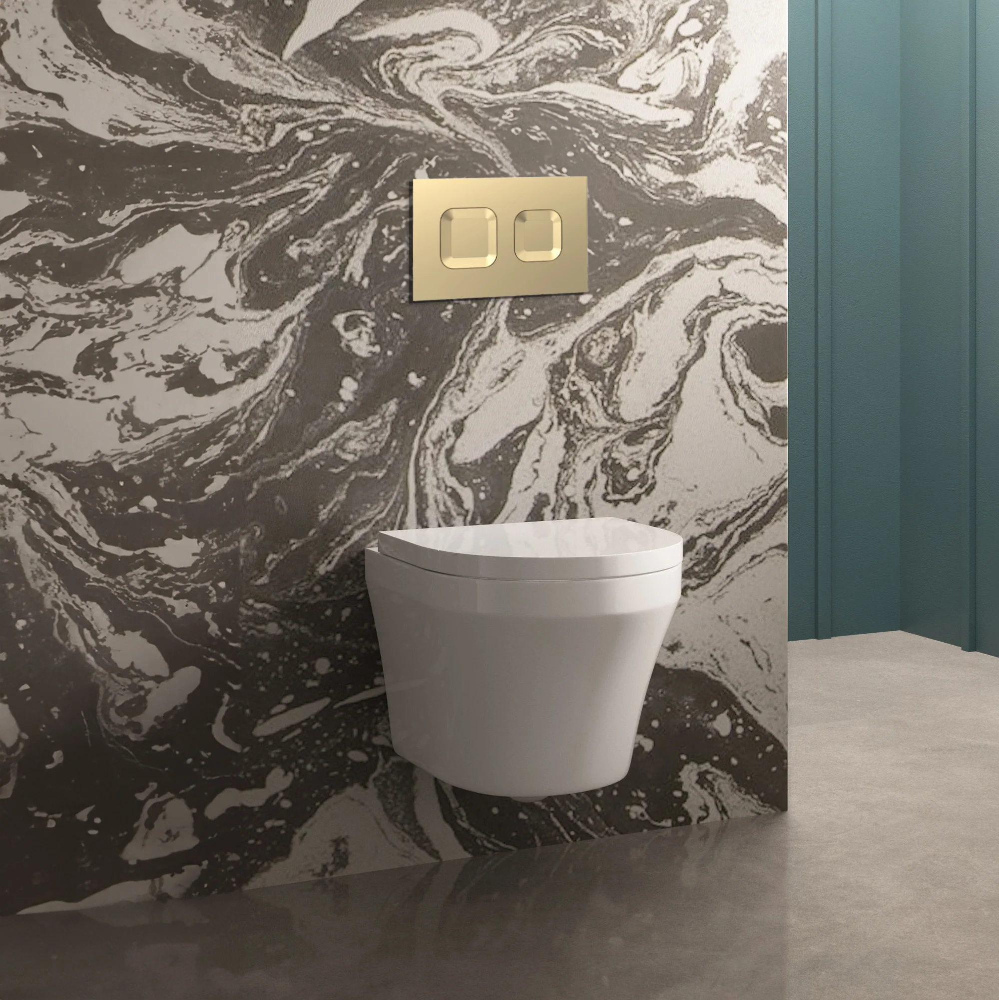 Luna Mid-Height Concealed Cistern Frames Wall Hung Pan with Soft Close Seat - Square Plate - Image 5