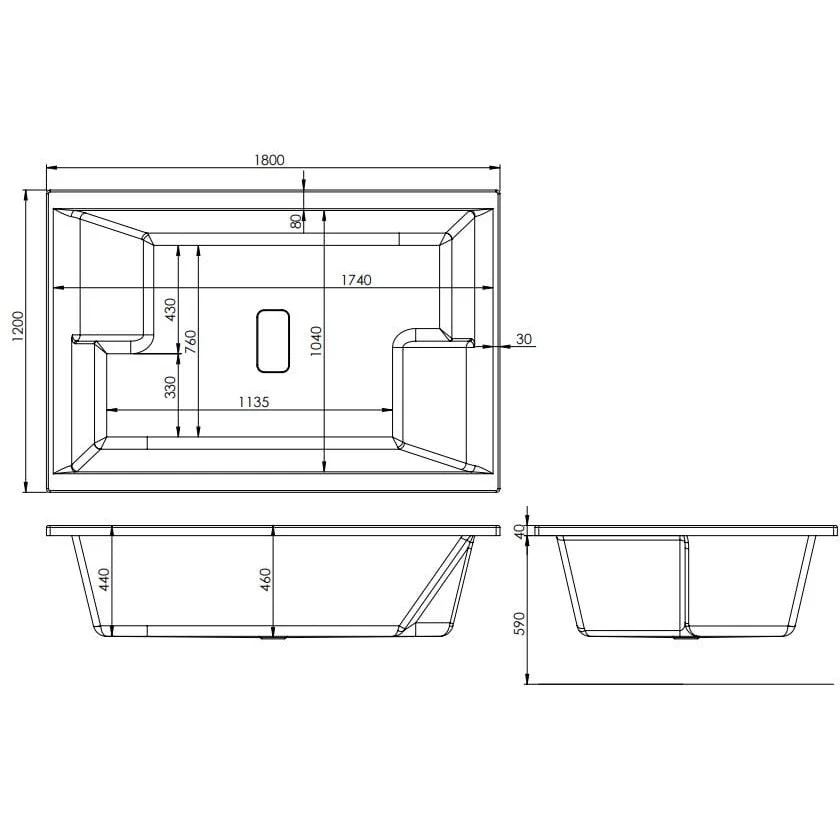 Luxus II 1800 x 1200 18 Jet Whirlpool & Hydrotherapy Spa Super Deep Bath - Image 7