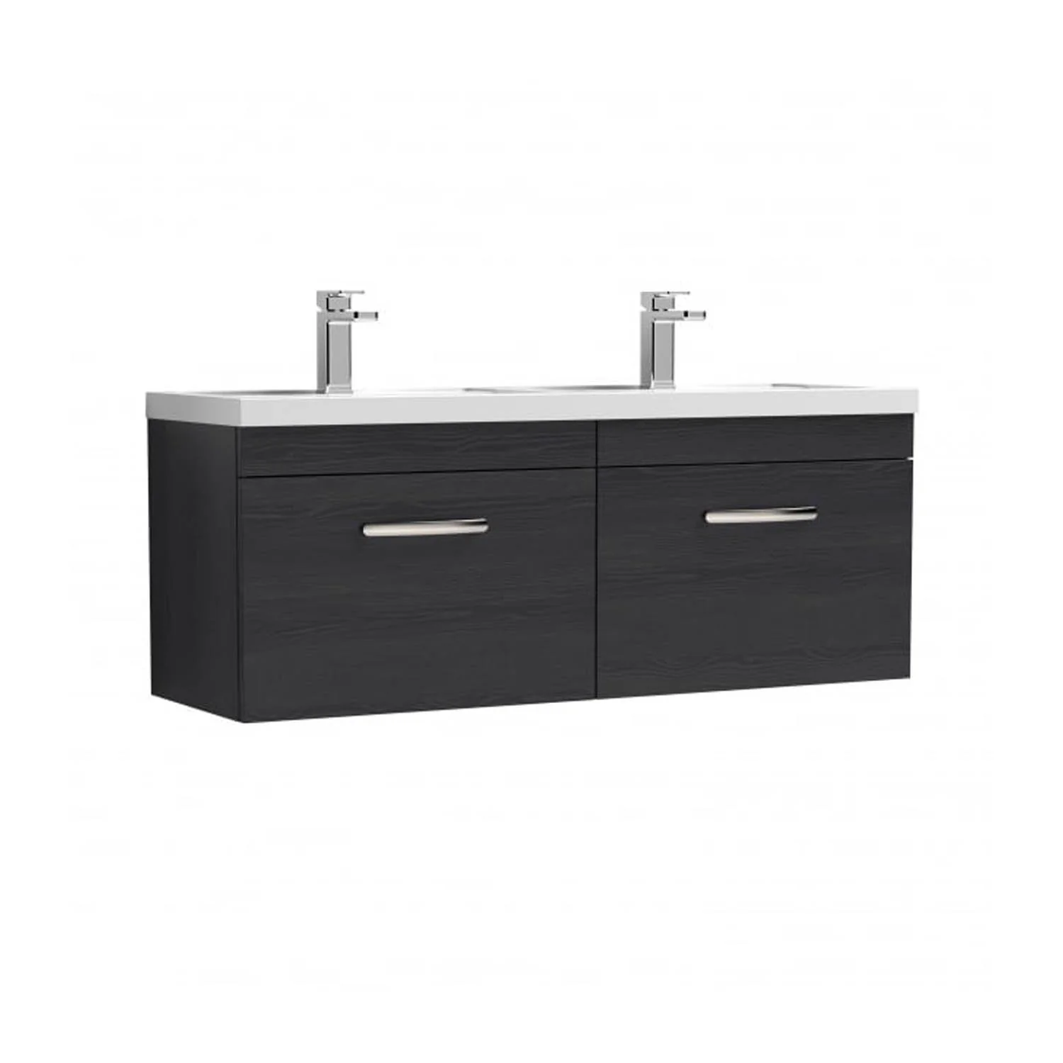 Mantello 1200mm Wall Hung 2-Drawer Double Basin Vanity Unit - Charcoal Black