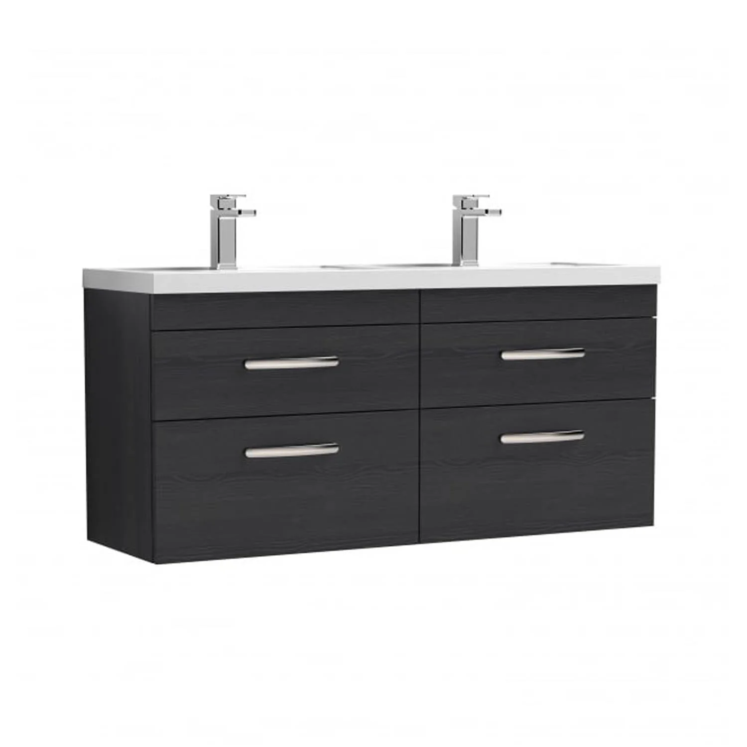 Mantello 1200mm Wall Hung 4-Drawer Basin Vanity Unit - Charcoal Black