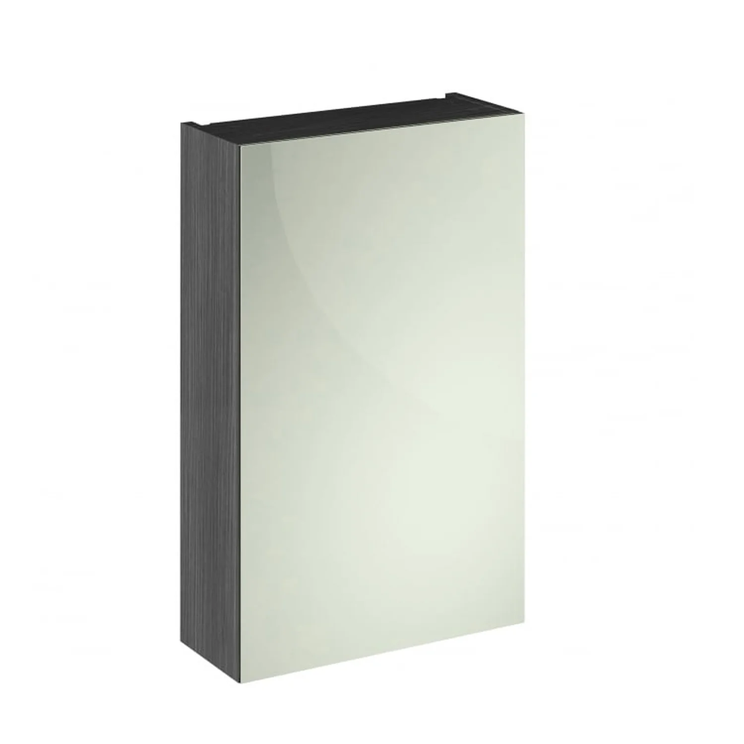 Mantello 450mm Single Door Mirrored Bathroom Cabinet - Anthracite Woodgrain - Image 2