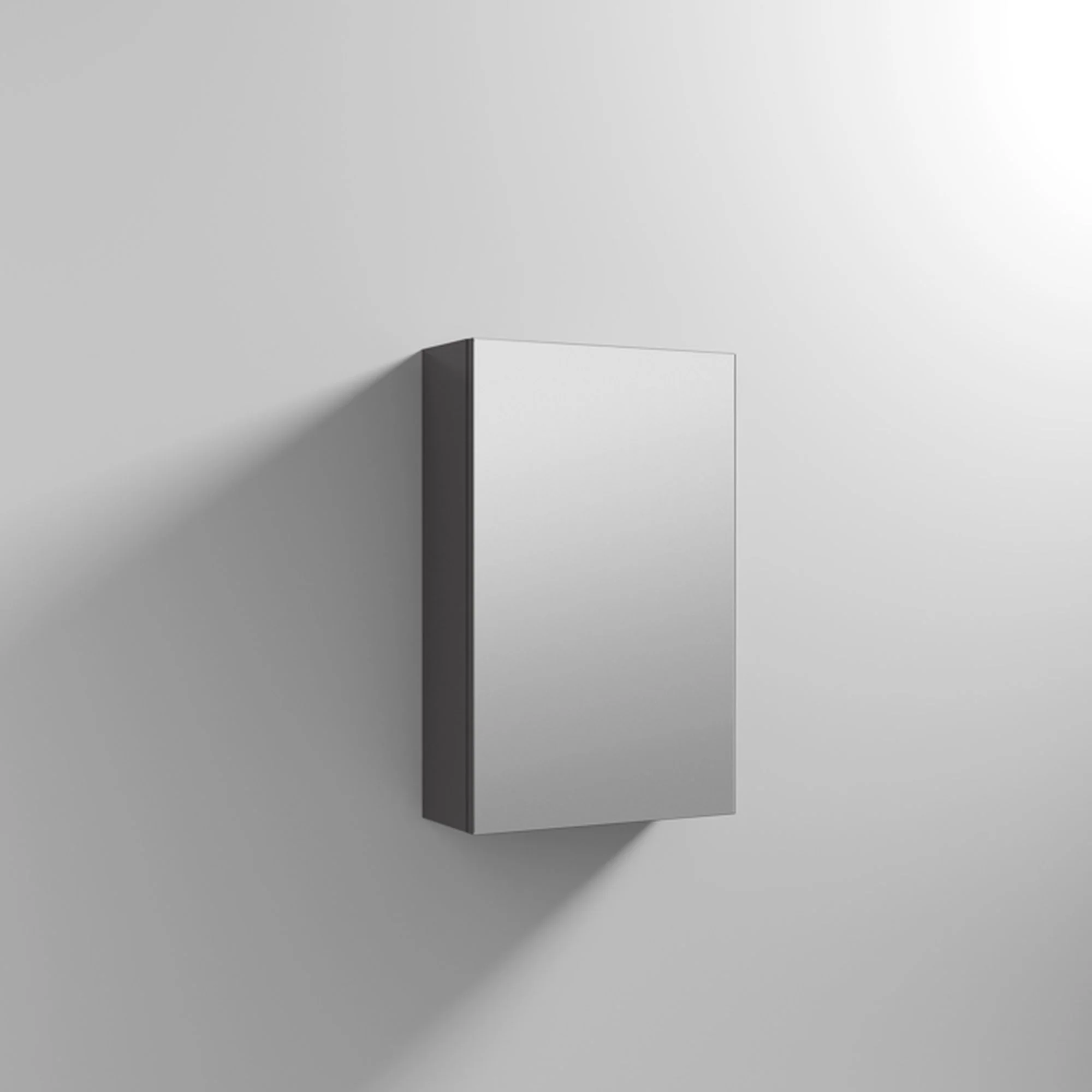 Mantello 450mm Single Door Mirrored Bathroom Cabinet - Gloss Grey