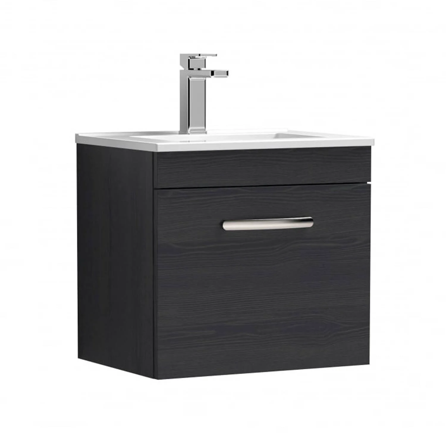 Mantello 500mm Wall Hung 1-Drawer Basin Vanity Unit - Charcoal Black