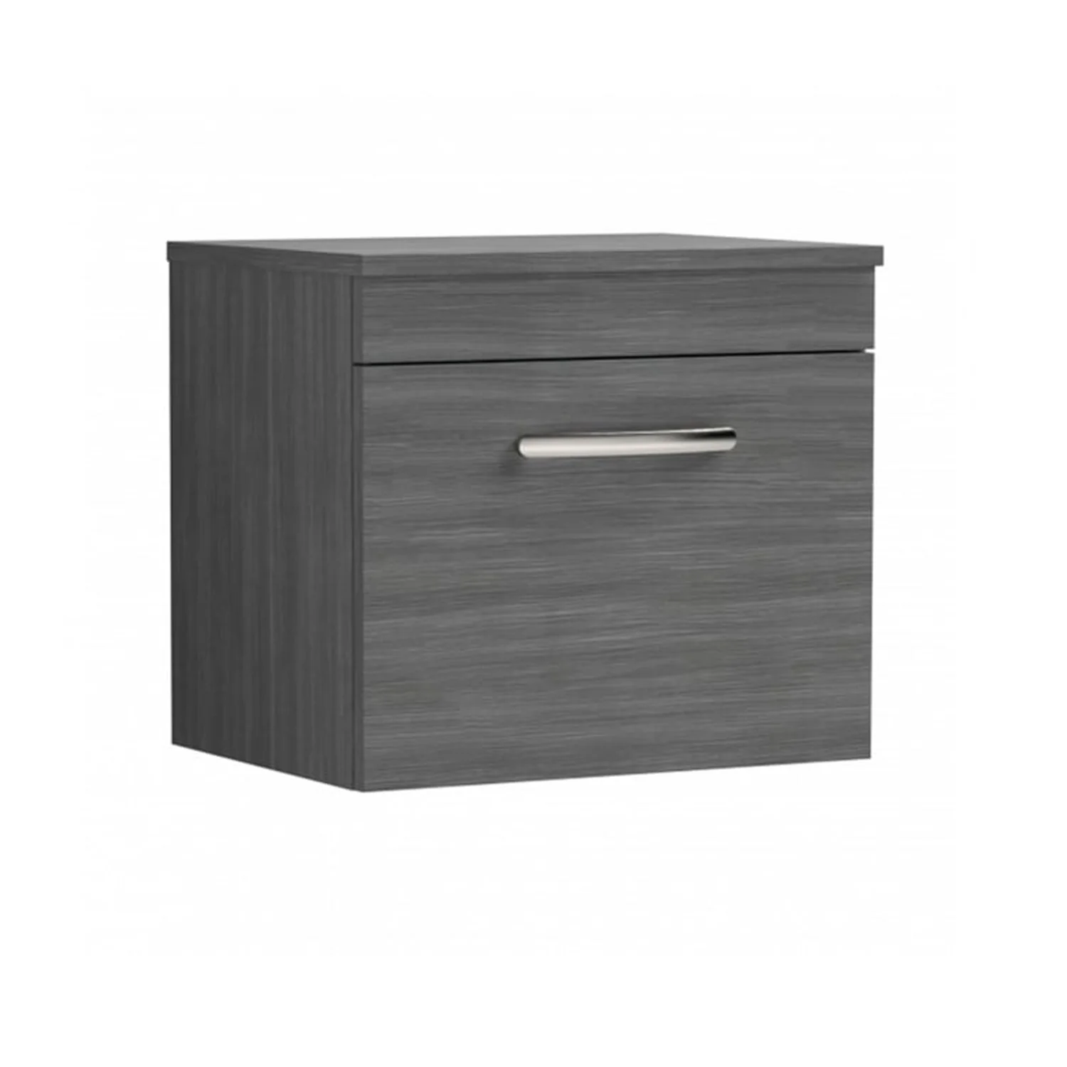 Mantello 500mm Wall Hung 1-Drawer Countertop Vanity Unit - Anthracite Woodgrain