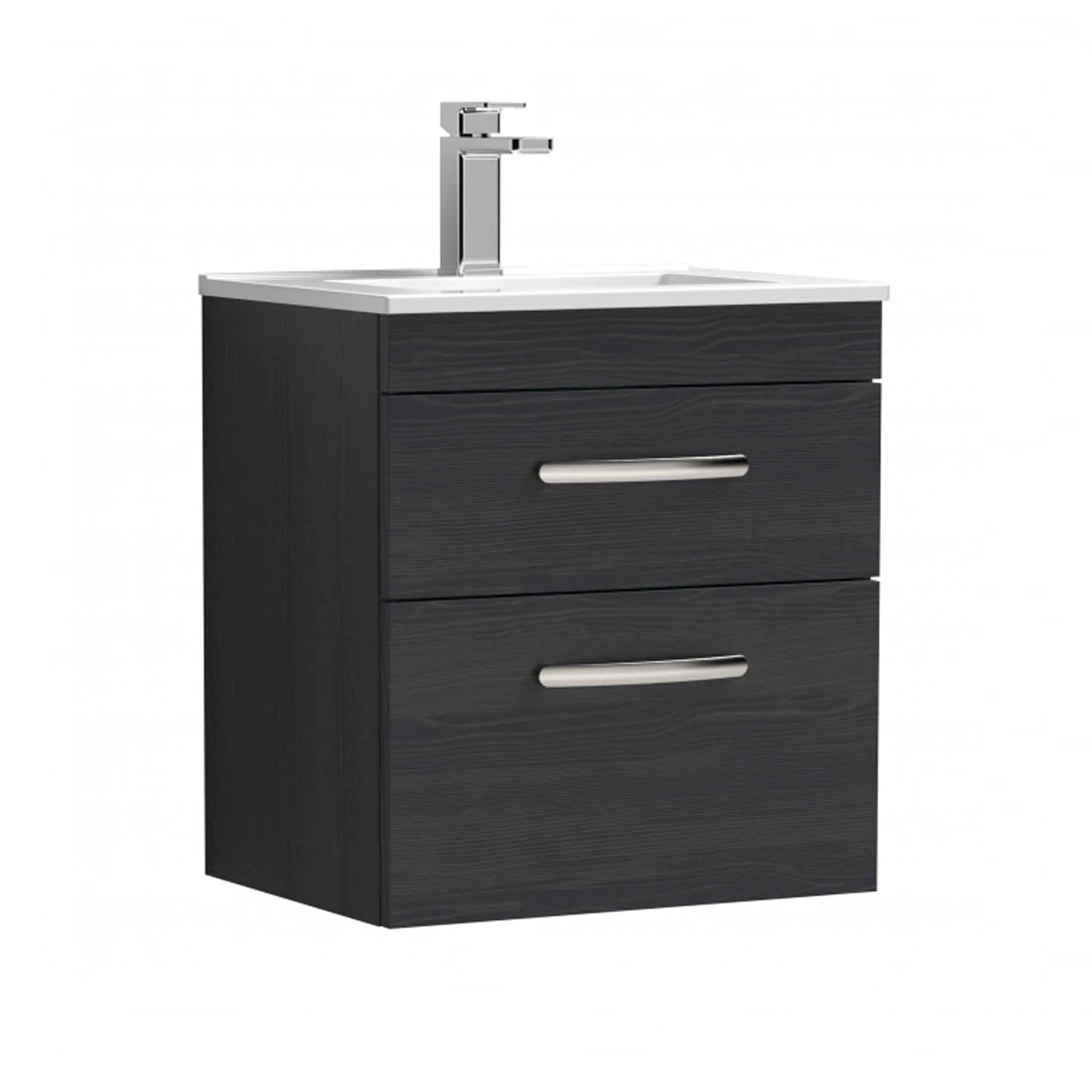 Mantello 500mm Wall Hung 2-Drawer Basin Vanity Unit- Charcoal Black