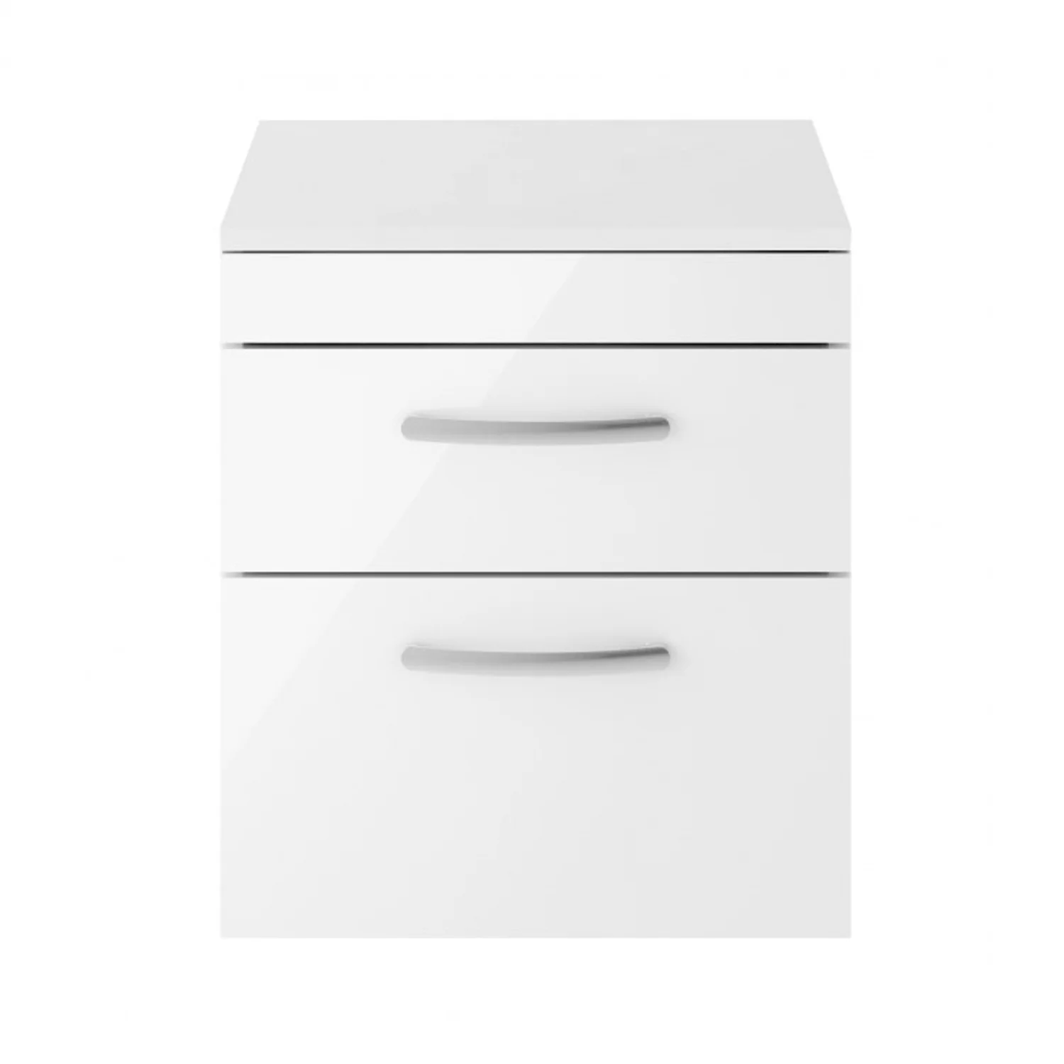 Mantello 500mm Wall Hung 2-Drawer Countertop Vanity Unit - Gloss White
